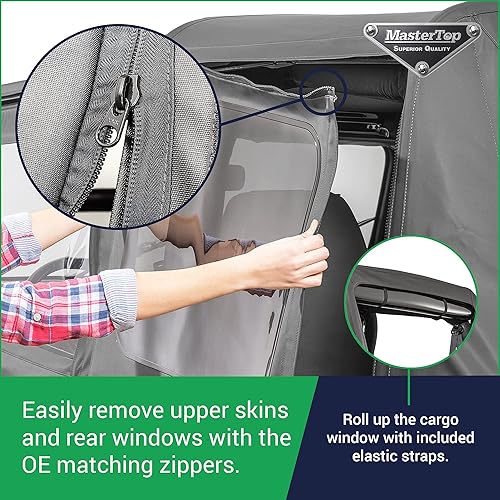 Miniatura 4 de MasterTop Parte superior suave de repuesto en tela de vela de diamante negro  Se adapta a Jeep YJ Wrangler 1988-1995  Ventanas reemplazables