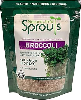 Nature Jim's Sprouts Broccoli Sprout Seeds - Certified Organic Broccoli Sprouting Seeds for Indoor/Outdoor Use - Rich in S...