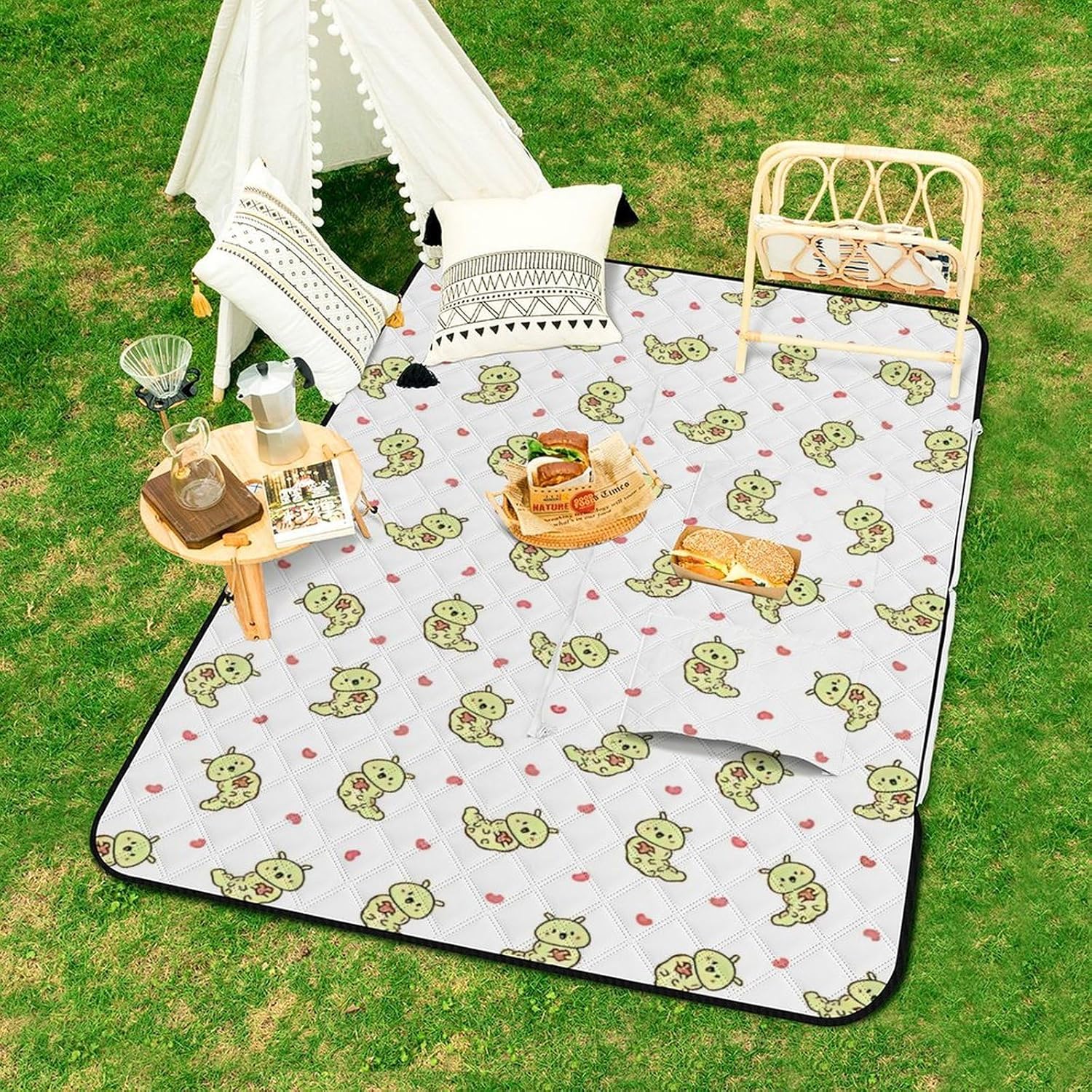 ピクニックシート ぷりんと ピクニックマット キャンプマット バーベキュー アウトドアマット お手入れ簡単 防水 防汚 持ち運び便利
