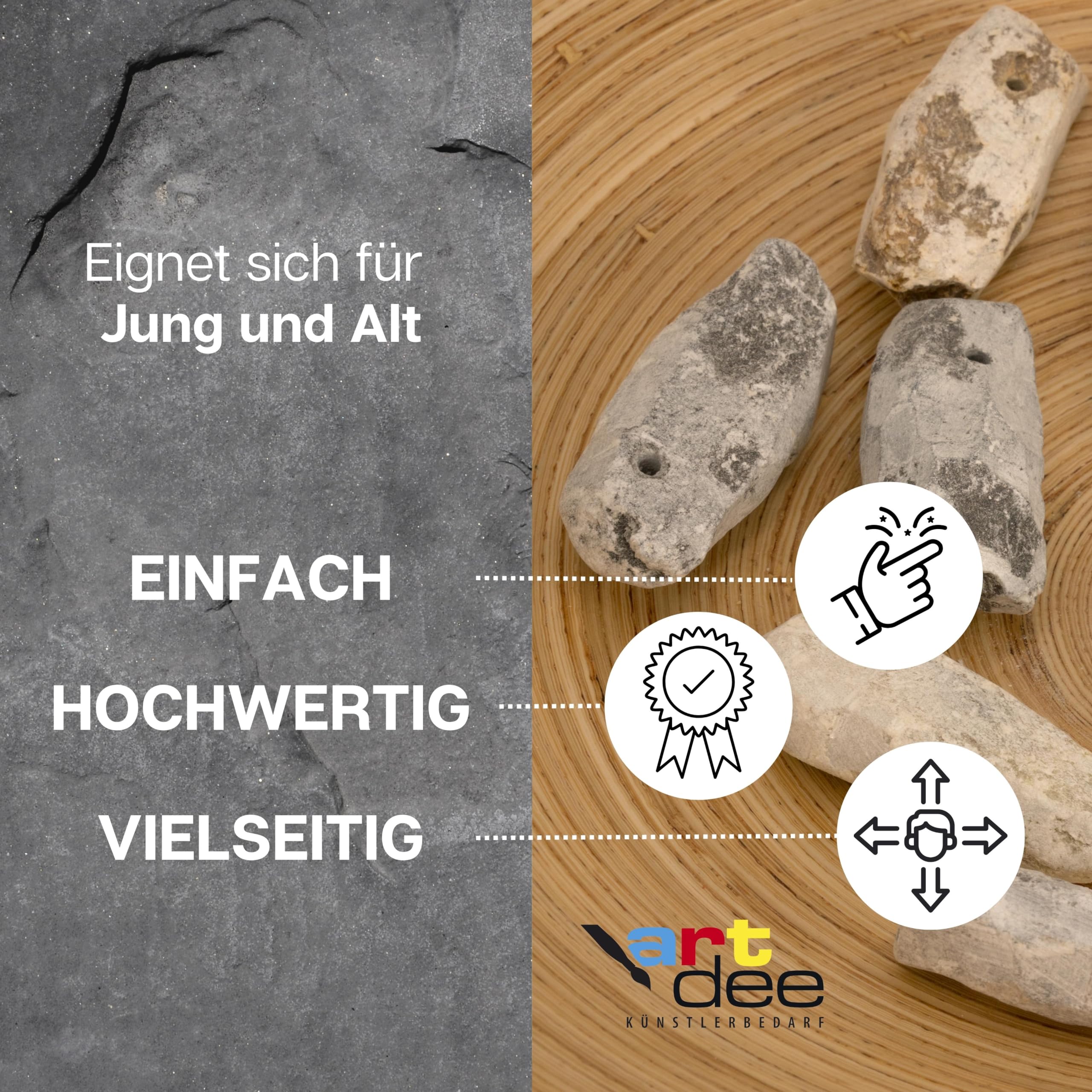 artdee® Speckstein Amulettsteine mit Loch (20 Stück) – Asbestfreie Speckstein Rohlinge zum Schnitzen – Handgefertigte Schmuckanhänger & Halsschmuck selbst gestalten – Set für Kinder & DIY