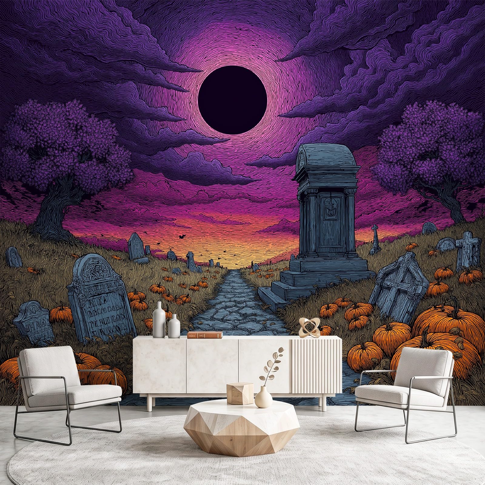 Papier Peint Panoramique Motif Halloween gothique, 300 x 210 cm