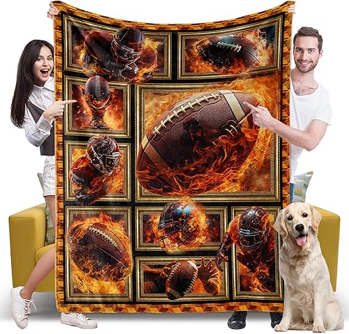 Manta de fútbol americano, regalos de fútbol para hombres y mujeres, manta suave y acogedora para sofá, cama, sofá de viaje, manta ligera de franela Manta de fútbol americano, regalos de fútbol para hombres y mujeres, manta suave y acogedora para sofá, cama, sofá de viaje, manta ligera de franela