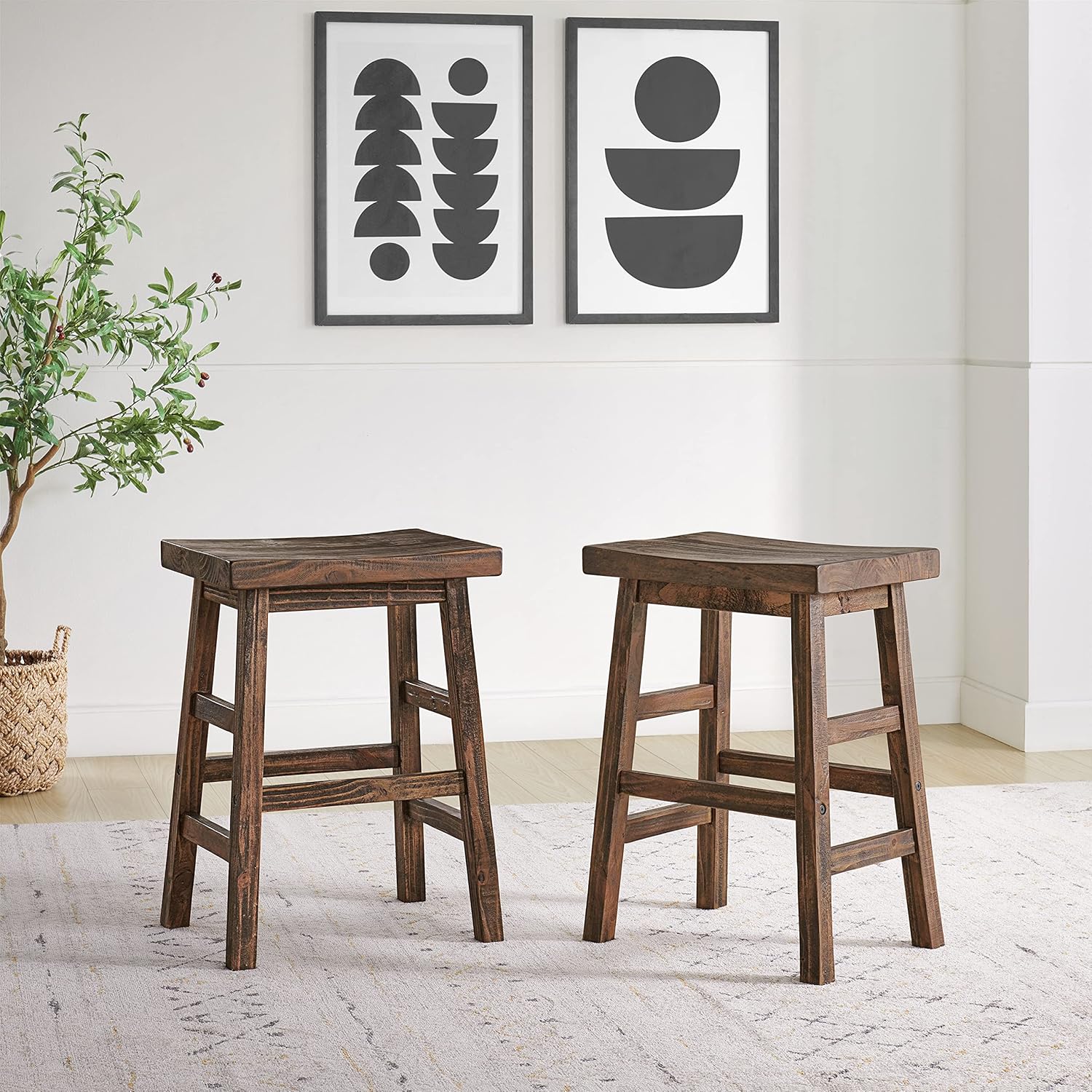 Alaterre Furniture Pomona 26" Reclaimed Natural Wood Counter Height Bar Stool | Industrial Farmhouse Accent Furniture for Kitchens, Dining and Pub" | 14"W x 19"D x 26"H