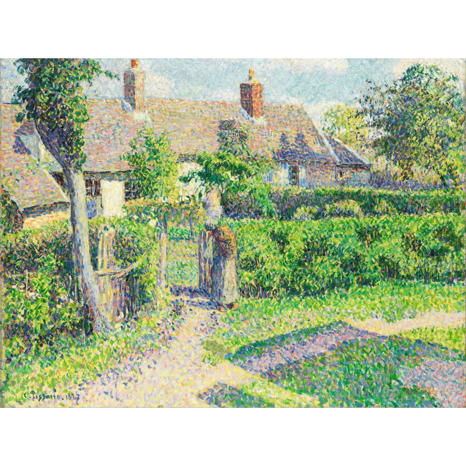 Pissarro Peasants Houses Eragny Large Wall Art Print Canvas Premium Poster Mural