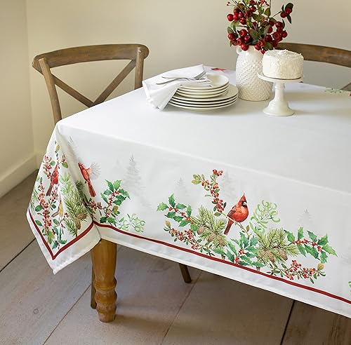 Miniatura 10 de Benson Mills Mantel de tela impresa, para vacaciones, invierno y Navidad (60 x 144 pulgadas, rectangular, trineo de Papá Noel)