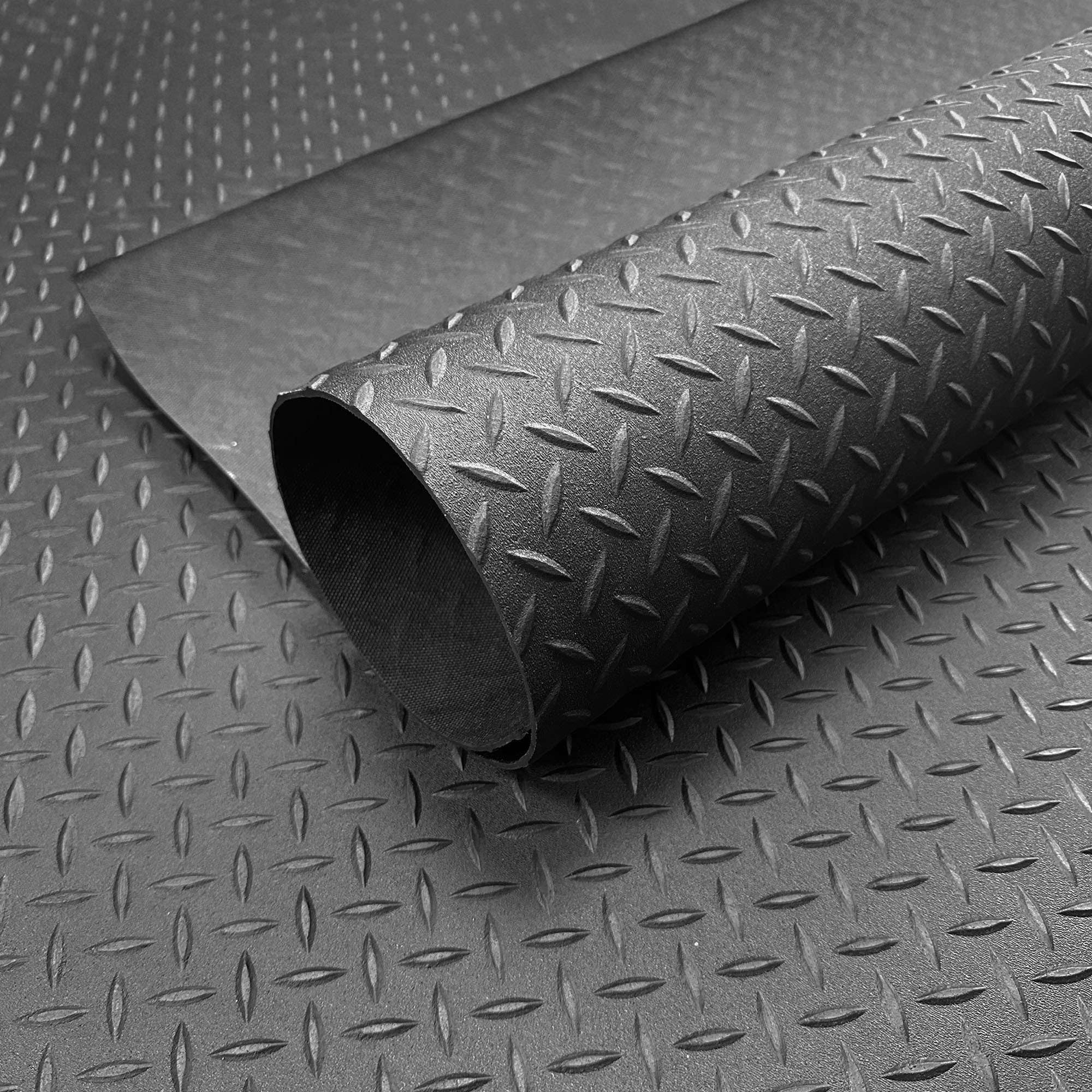 Rackhams Light Non-Slip Recycled Rubber Flooring Rolls - Diamond Pattern - 3M