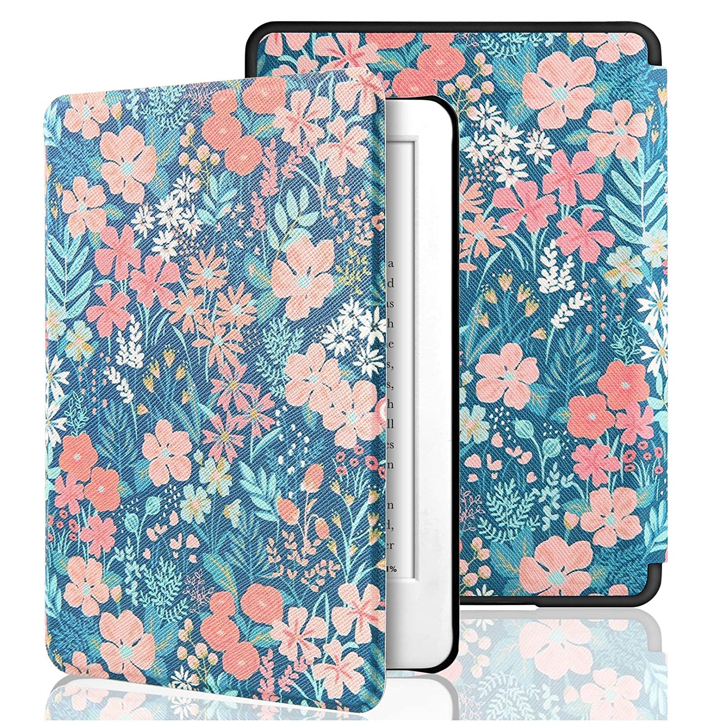 SwooK Classic Printed Magnetic Flip Cover Case for 6.8" Kindle Paperwhite 11 11th Generation 2021 / Kindle Paperwhite Signature Edition Soft Back Flip Cover Case (Flowering Shrubs)-image-46