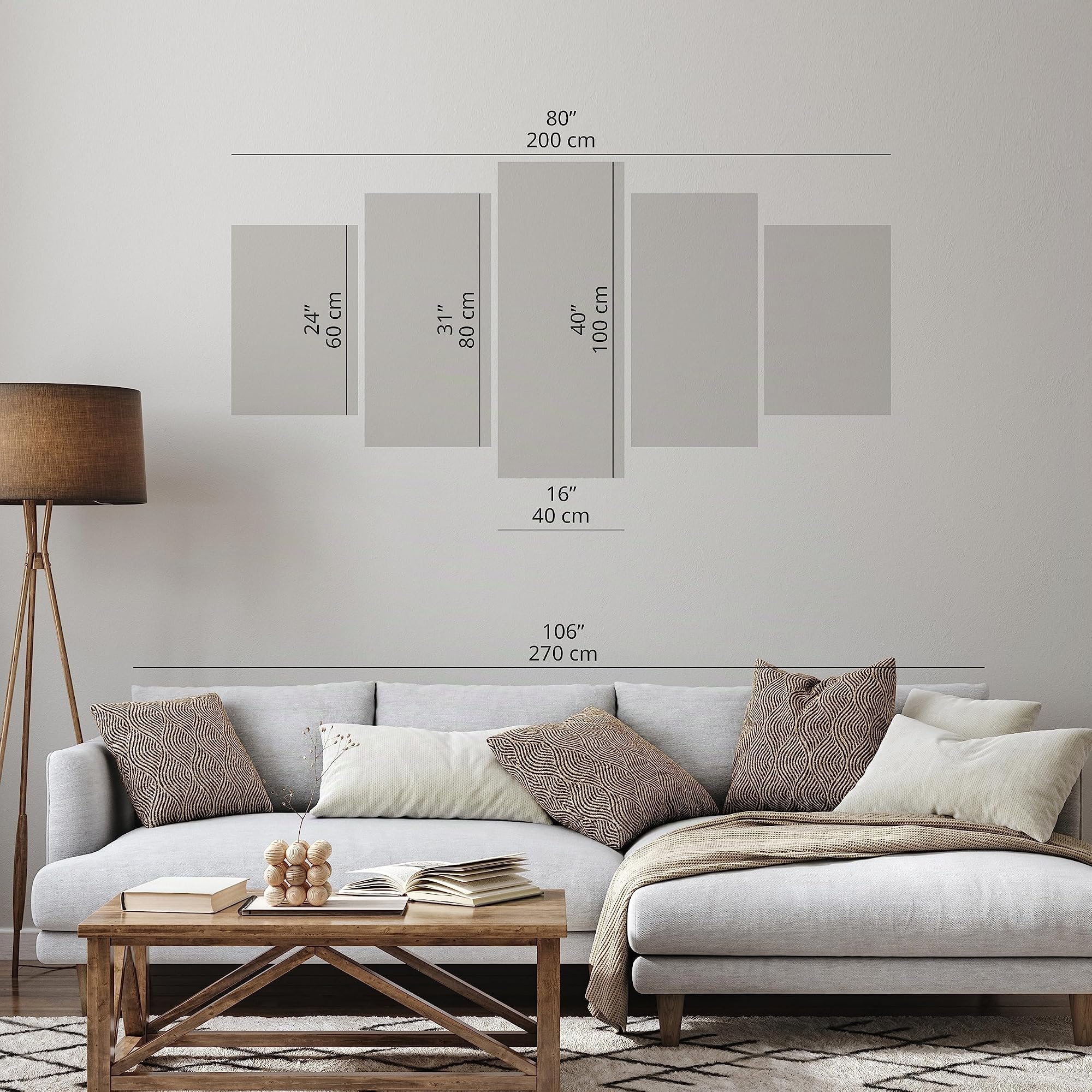 Cuadros B&D XXL - Quadro Foresta Verde 200x100 cm 5 Pezzi - Stampa su Tela Strutturata XXL Grande - Quadri Moderni Componibili Camera da Letto Matrimoniale - Stampe da Parete Arte c-C-0033-b-n