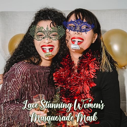 Miniatura 4 de Máscara de mascarada para mujer, máscaras de encaje para fiesta de máscaras, bailes, fiesta veneciana, Mardi Gras, Halloween y cosplay