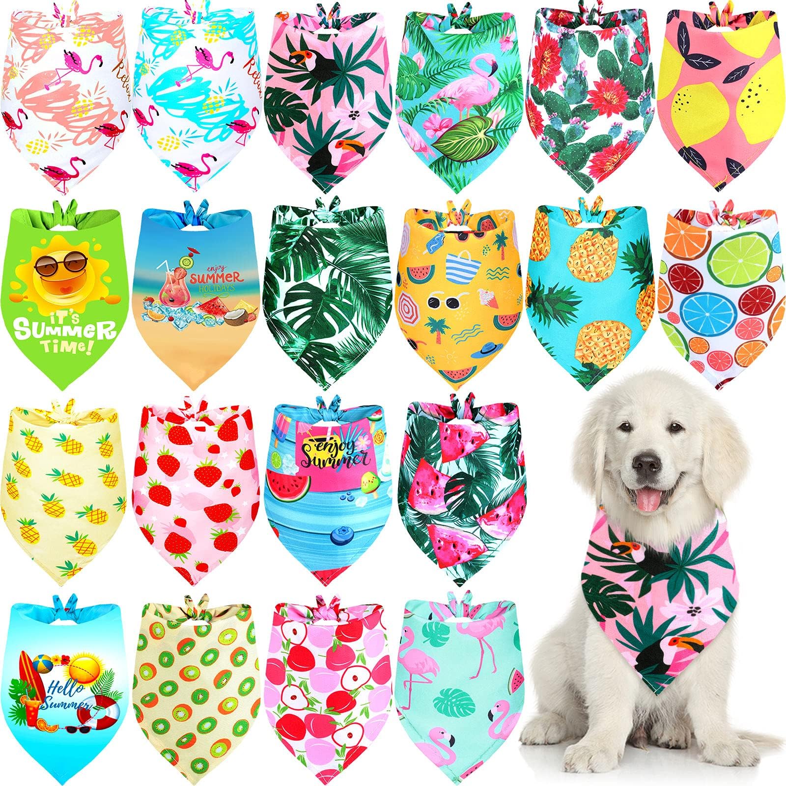 Frienda 8 Pieces Summer Pet Bandanas Dog Triangle Summer