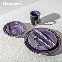 Vista 6 de Sonoma - Juego de vajilla de cerámica de 16 piezas, exterior negro + interior con pintura de mano