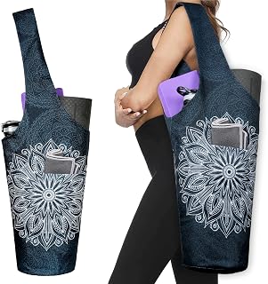 BagYG Printed Yoga Mat Tote Bag - Large Side Pocket, Zipper Storage, Fits Most Mats & Accessories, 37x15.5"
