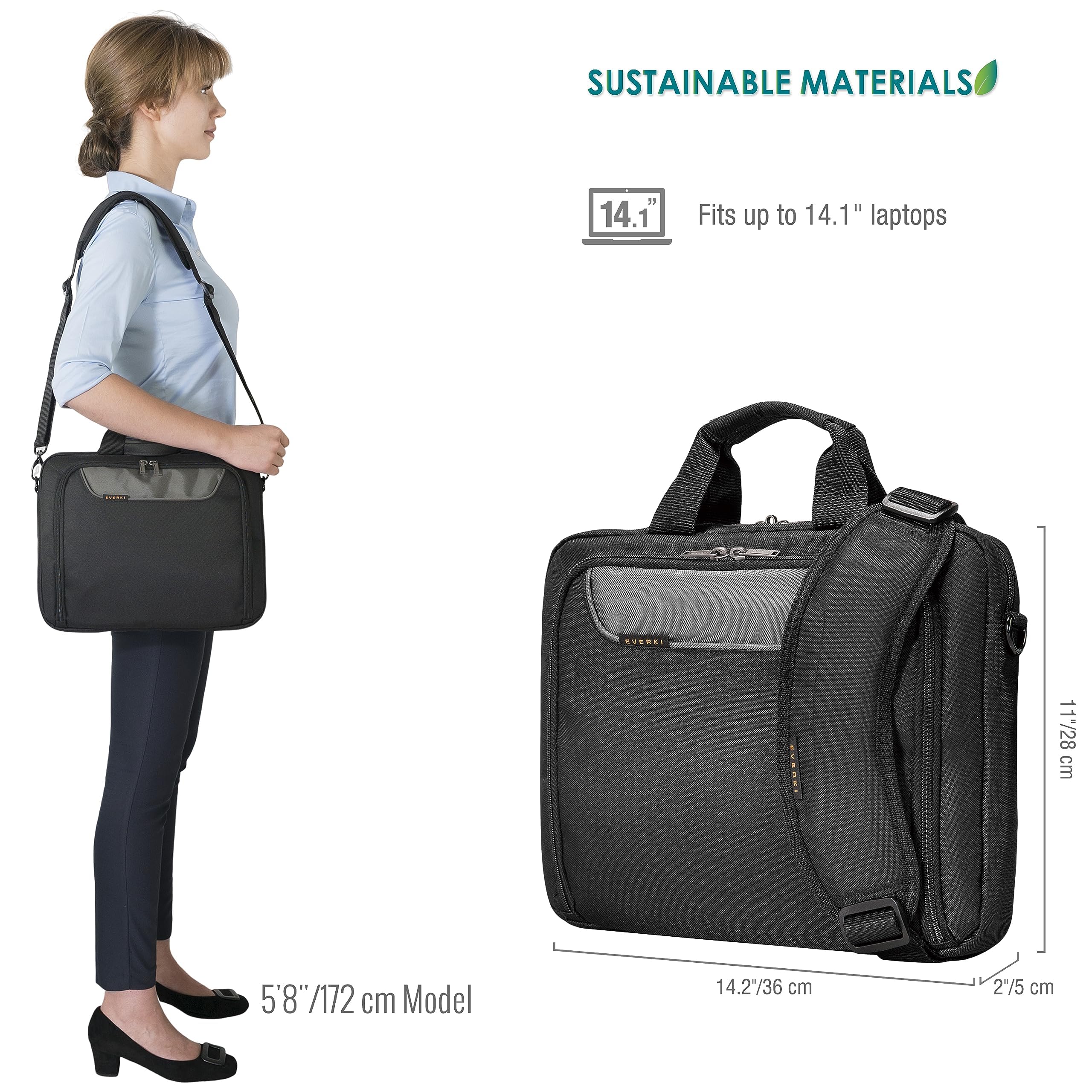 Everki Advance Eco Torba na notebooka, Notebook Back Unisex, One Size, czarny, 70AA