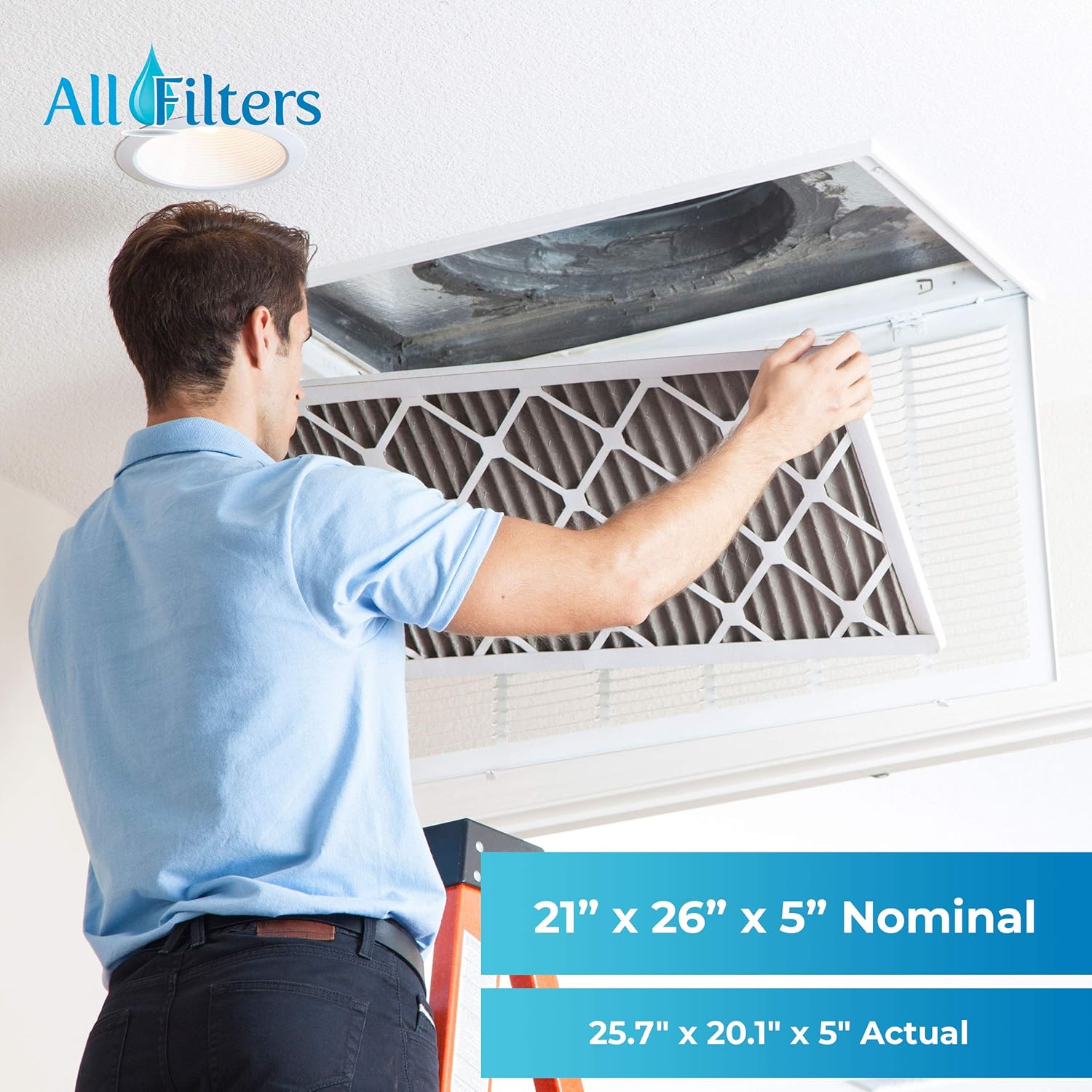 21x26x5 MERV 13 White Pleated Furnace Filters (2 Pack)