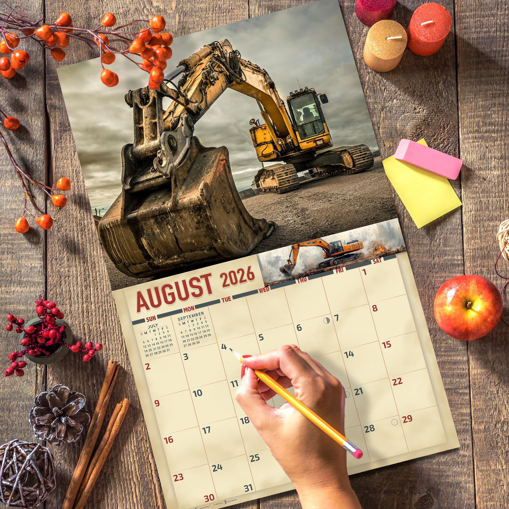 2026 Earth Movers Wall Calendar 16-Month X-Large Size 14x22, Big