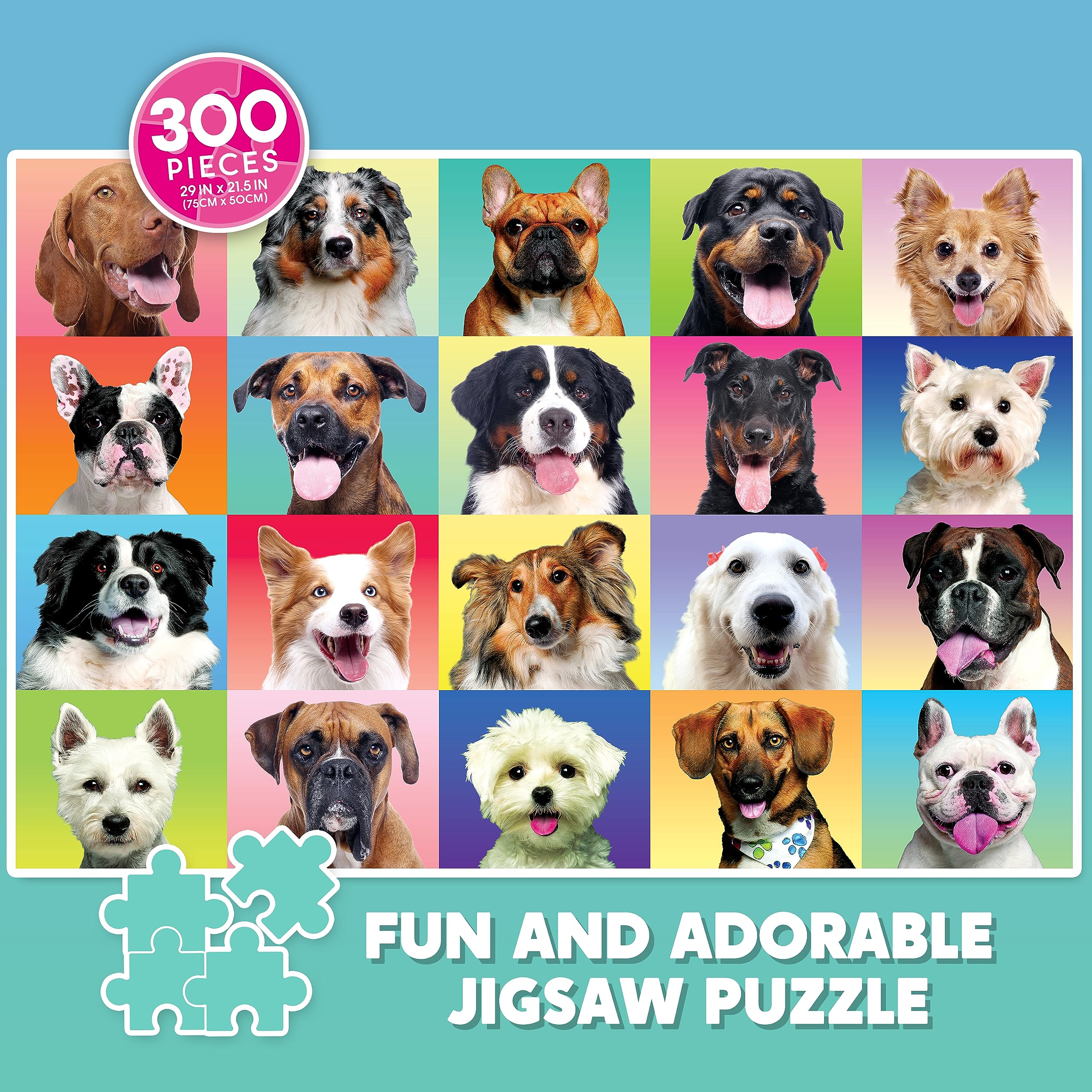 JOYIN 300 pcs Multicolor Dogs Puzzles, Jigsaw Puzzle for Kids and Adults(29" x 21"), Puppy Theme Puzzles for Teens, Collection Gift Home Art Decor - Image 7