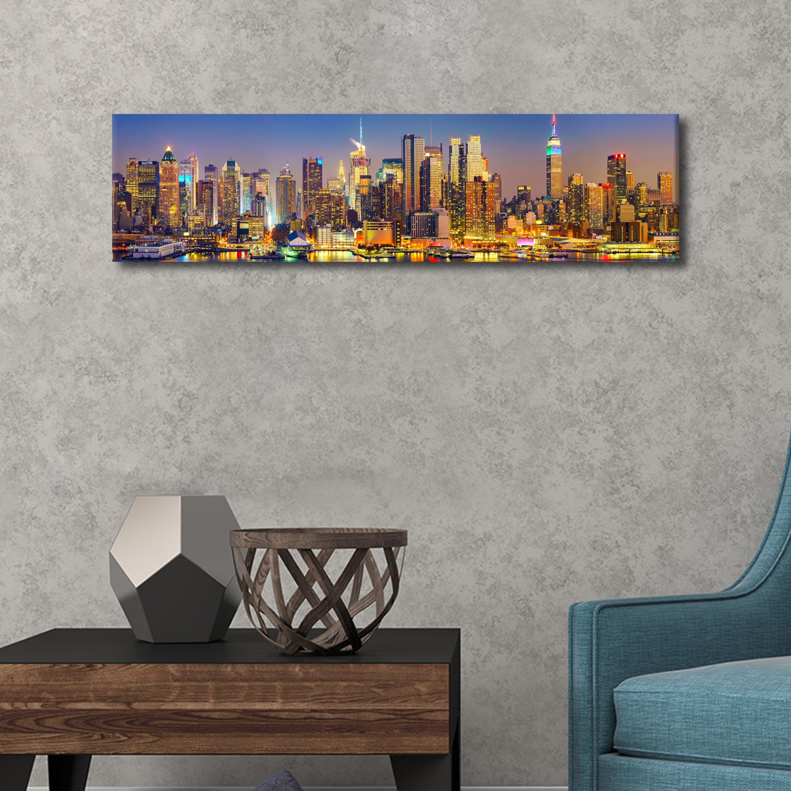 1 Panel Wall Paintings for Living Room View on Manhattan at night, New York - Image 4