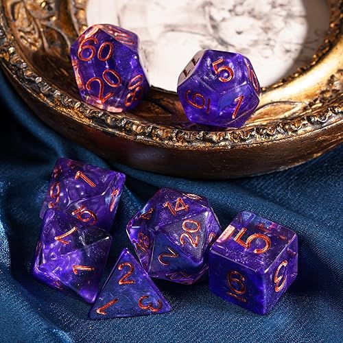 Miniatura 4 de HDdais Juego de dados poliédricos DND, 7 piezas RPG D&D para MTG Dungeons and Dragons juego de rol y otros juegos de mesa (morado)