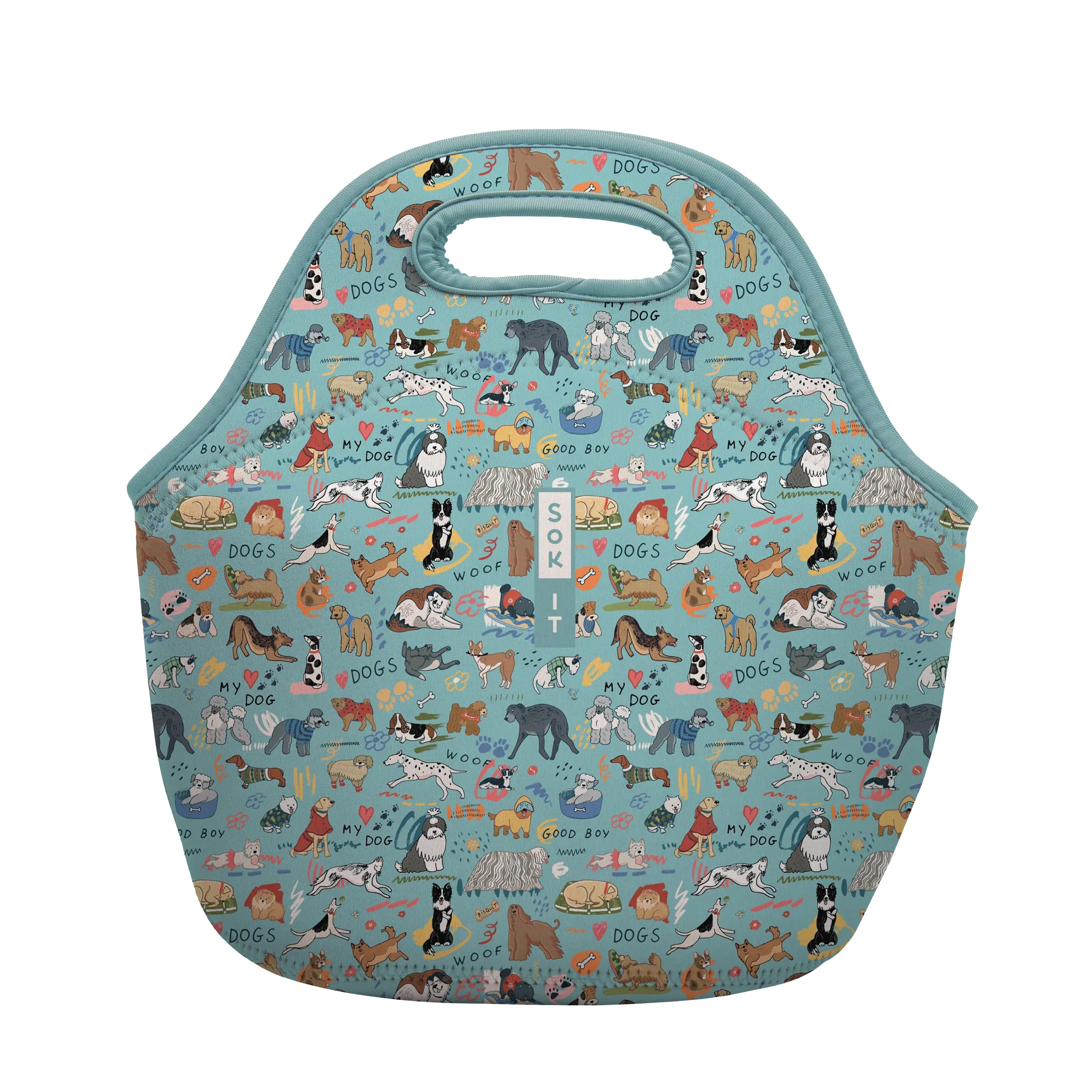 Sok It LunchTote Zippered Bag Insulated Neoprene Caddy (Dog Days Forever, Large 4.5 Quart Lunch Tote) โ image 1
