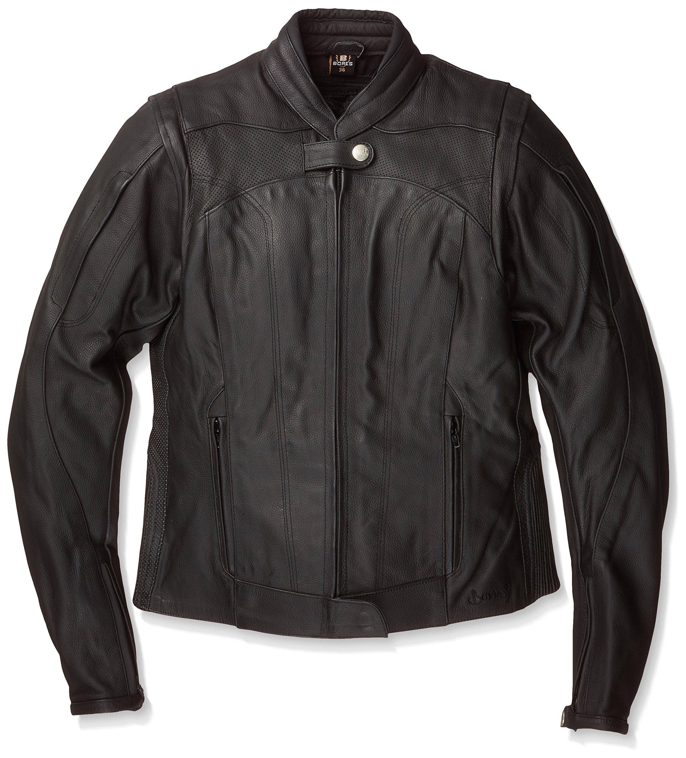 Bores Caroline Damen Lederjacke, Wasserdicht, Schwarz, Größe XS (36)