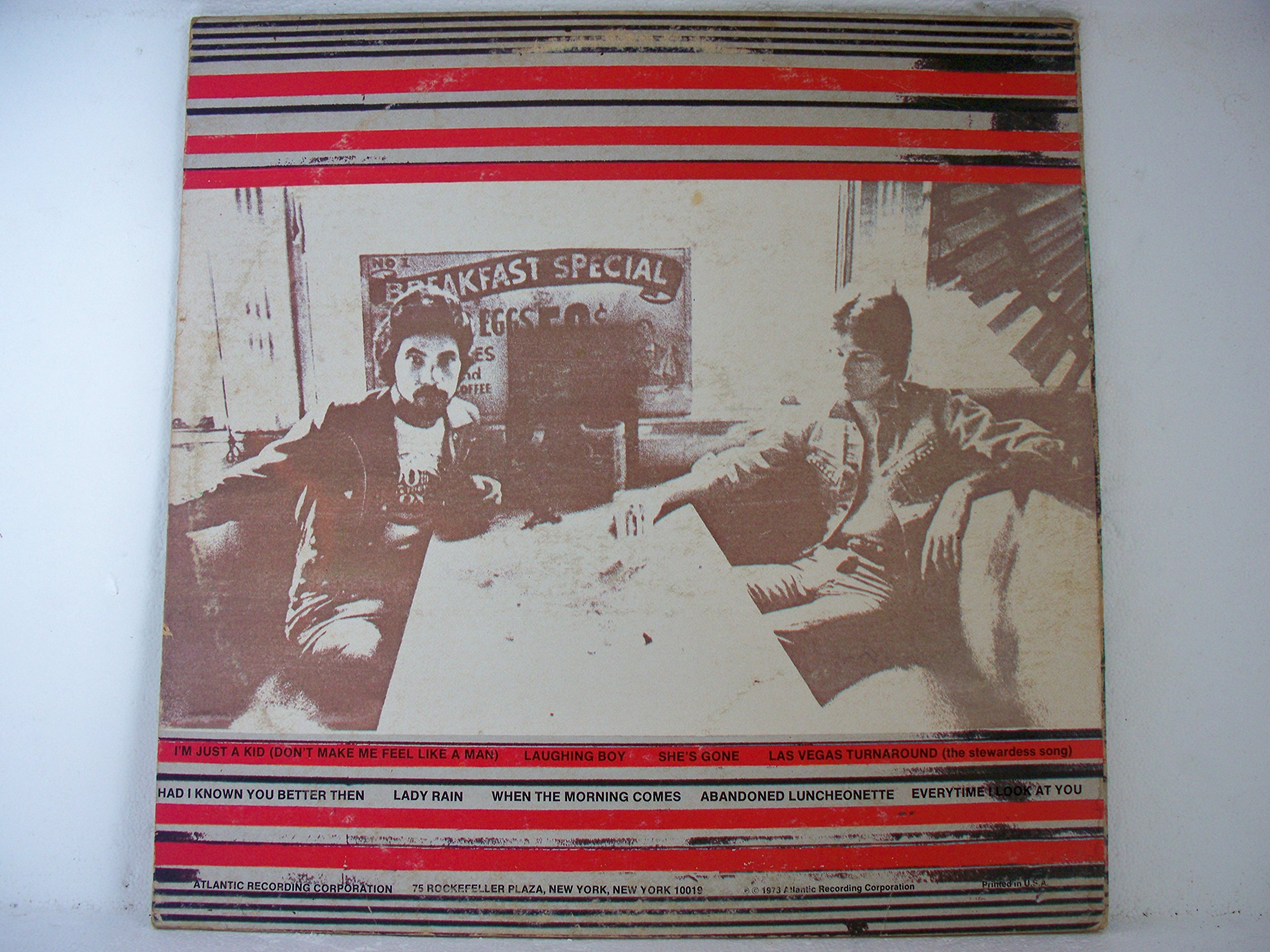 Daryl Hall & John Oates Abandoned Luncheonette Original Atlantic Records Stereo release SD 7269 1970's Philly Soul/Rock Vinyl (1973)