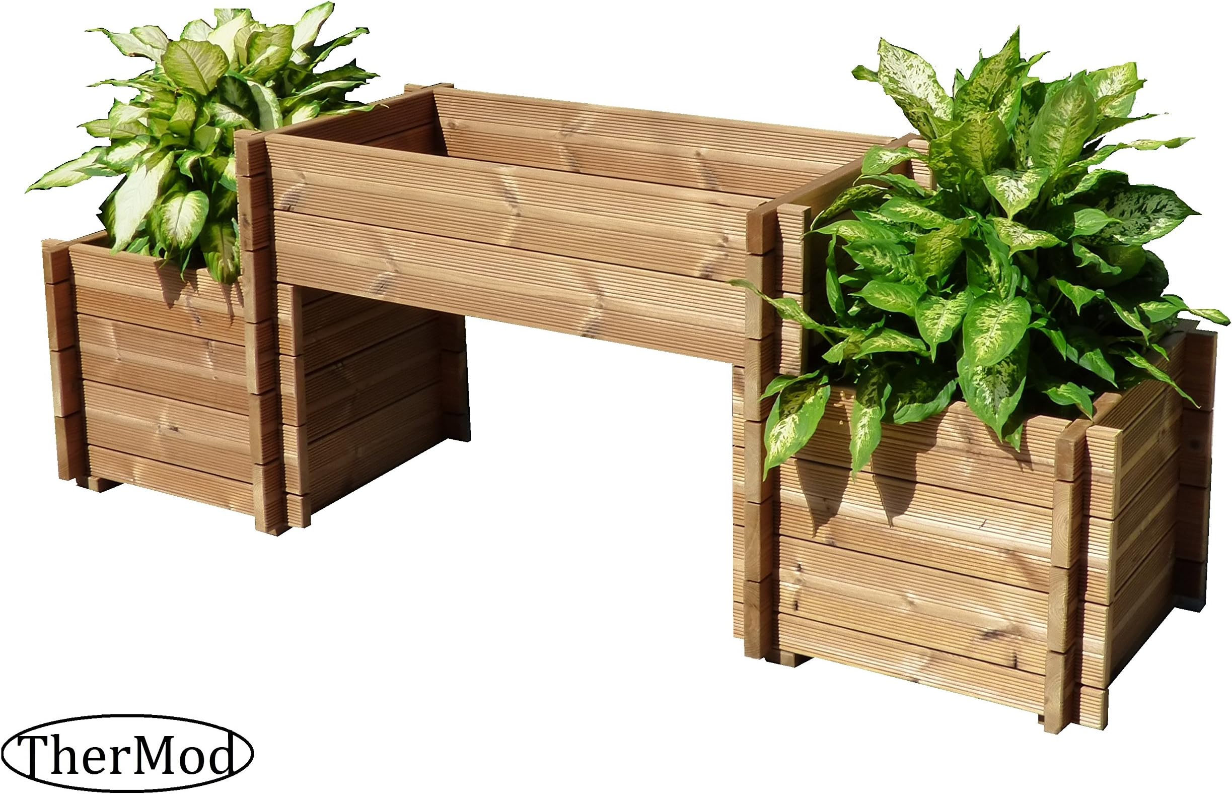 Organic Gardening Wood Planter Box Bench TherMod Mira2