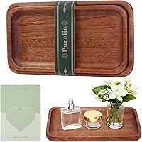 Purelia Handmade African Ebony Wood Tray Set, 2-Pc 9x5.1 & 8.5x4.5 - Bathroom Vanity Organizer, Charcuterie Board, Jewelry Holder