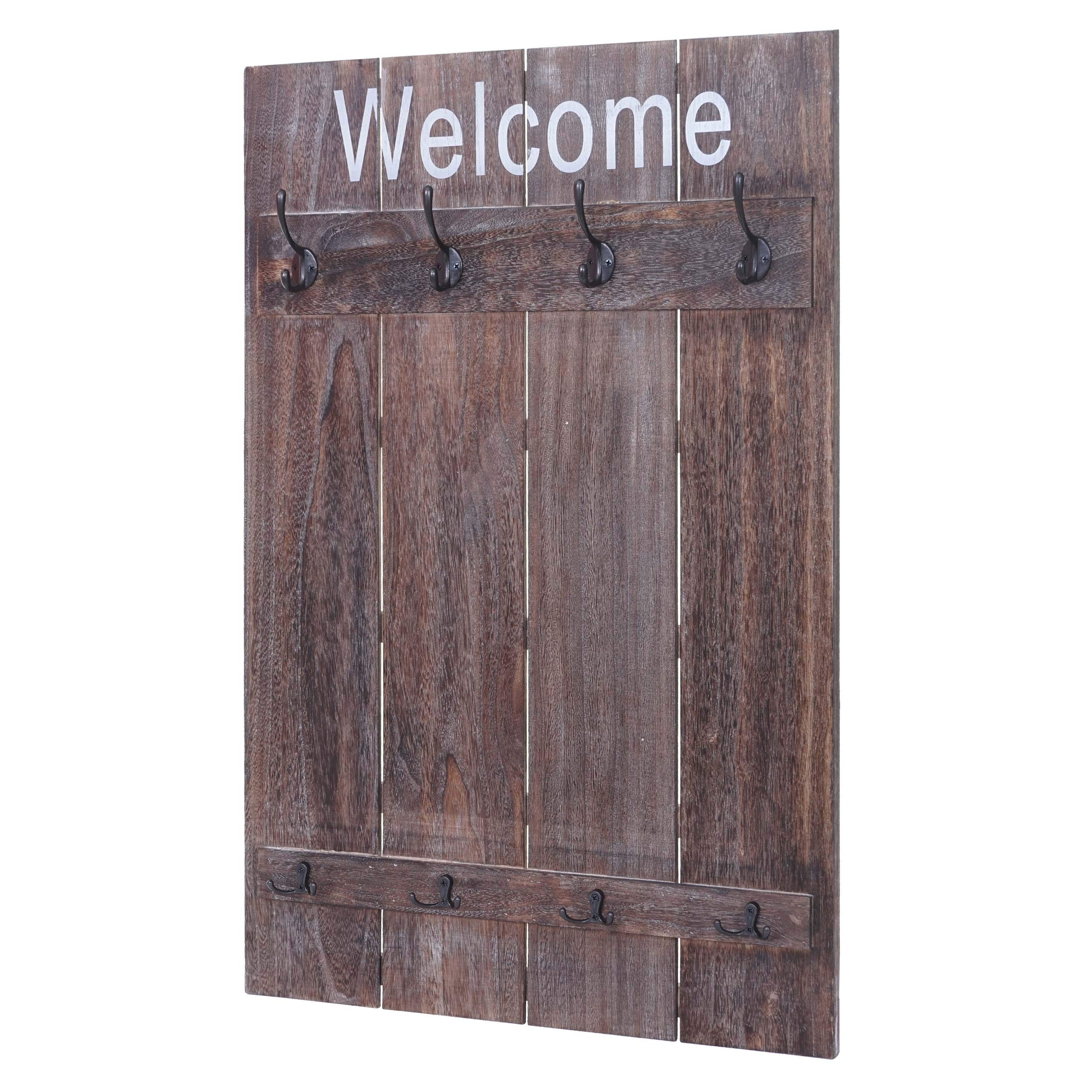 Mendler Appendiabiti guardaroba attaccapanni shabby vintage HWC-C89 90x60cm Welcome marrone