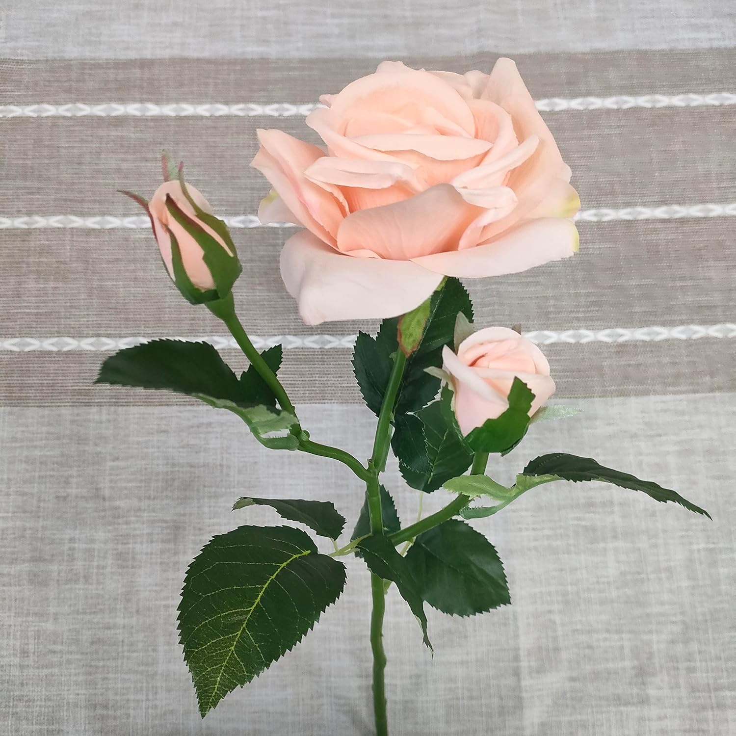 ATFL Fake Silk Real Touch Champagne Colored Roses Flowers,4 Pcs Artificial Roses with Stems for Wedding Arrangement Centerpieces Party Home Table Decorations - Image 5