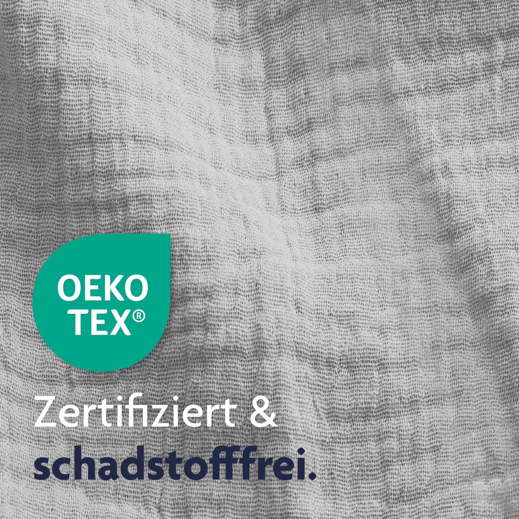 Julius Zöllner Muselina – Ropa de Cama Infantil 80 x 80 + 35 x 40 cm, Juego de 2 Piezas de Funda nórdica y Funda de Almohada, 100% Muselina de algodón, con Cremallera, estándar 100 by Oeko-Tex, Gris