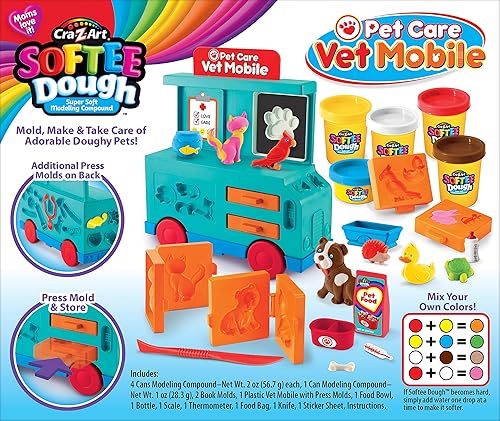 Miniatura 2 de Cra-Z-Art Softee Dough Pet Care Vet Mobile Playset, juguete de modelado para niños a partir de 3 años