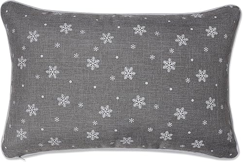 Miniatura 3 de Pillow Perfect Funda de almohada lumbar gris de trineo y renos de Papá Noel, 13 x 19 pulgadas, color gris