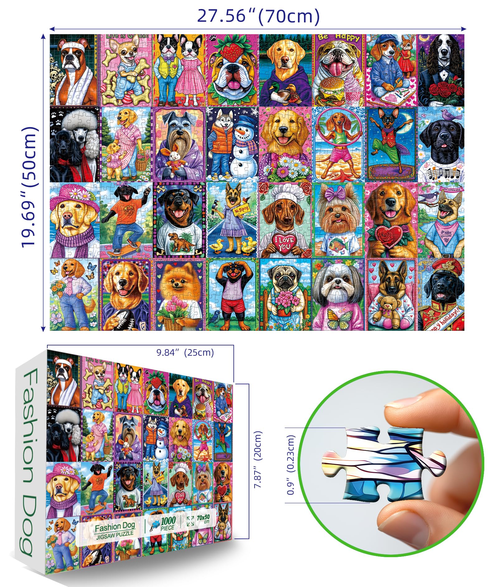 Hunde-Porträt Puzzle 1000 Teile – Lustiges Tierpuzzle Für Erwachsene