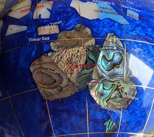 Miniatura 2 de Unique Art - Globo del mundo con piedras preciosas Bahama de 13 pulgadas de alto, con trípode dorado