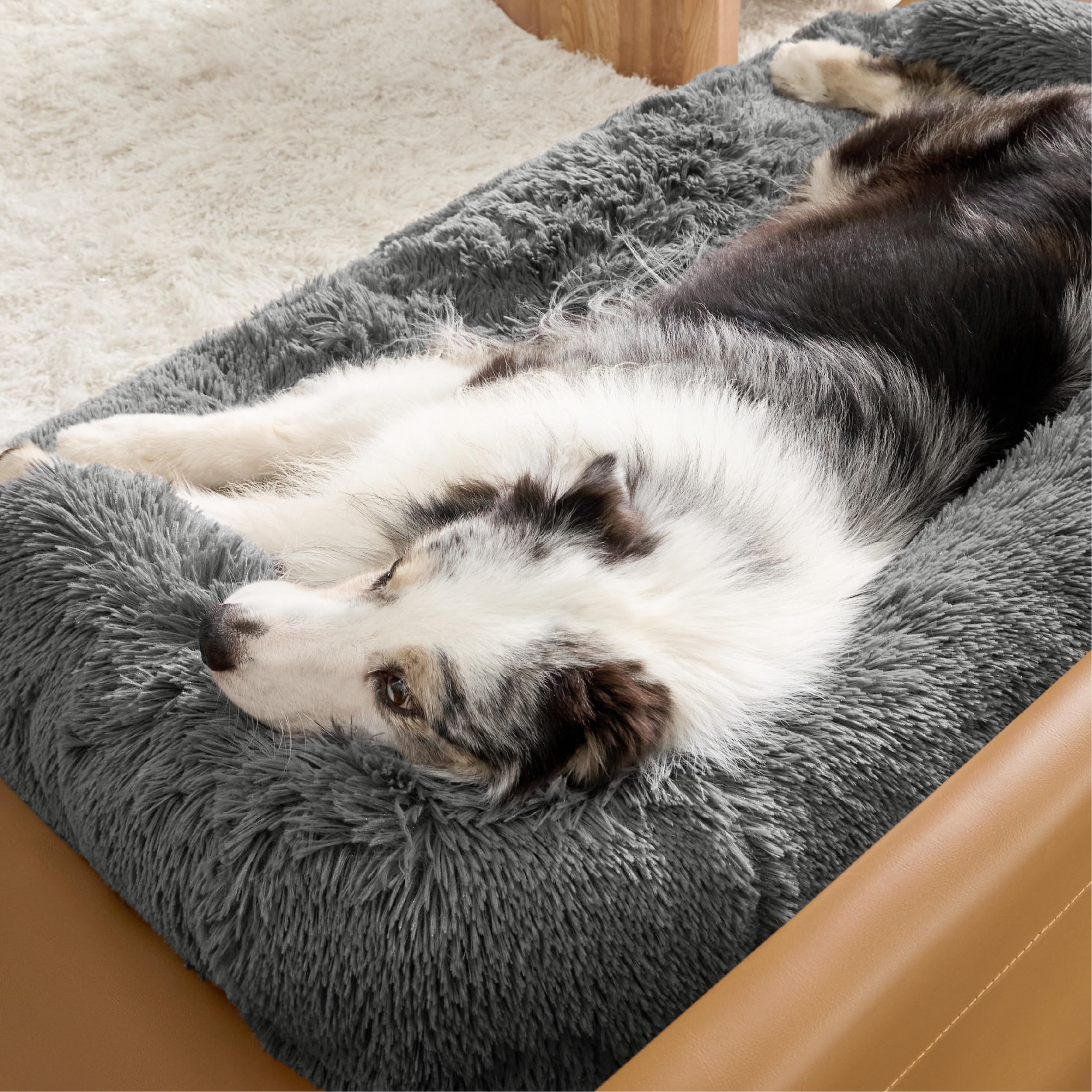 Lesure Calming Dog Couch Bed, Waterproof Dog Sofa Bed for Furniture Protector with Memory Foam Filling and Anti-Slip Handle, Removable Washable Pet Mat Cover, Dark Grey