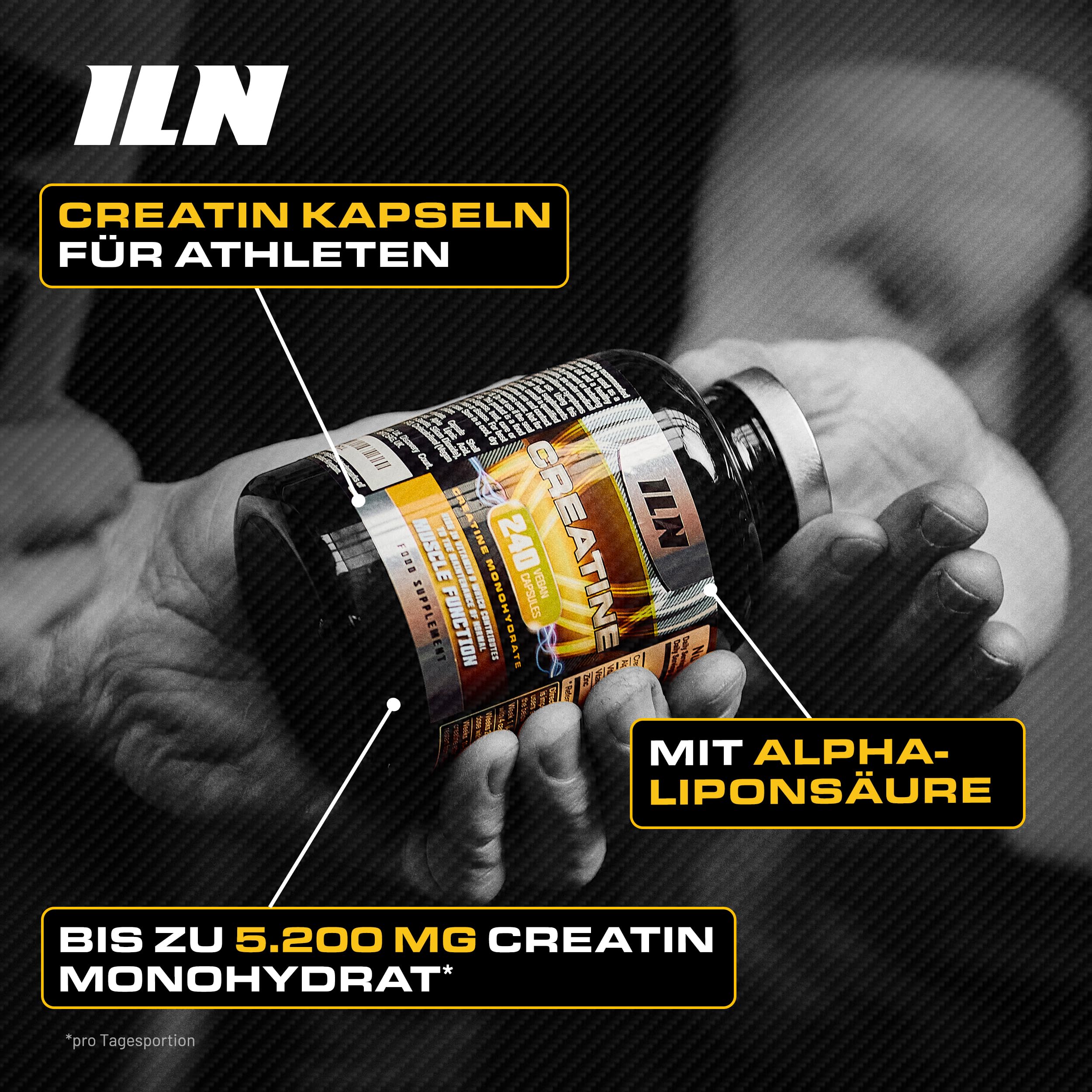 Creatin Kapseln – 5.200mg Kreatin Monohydrat – 500 Vegane Kapseln