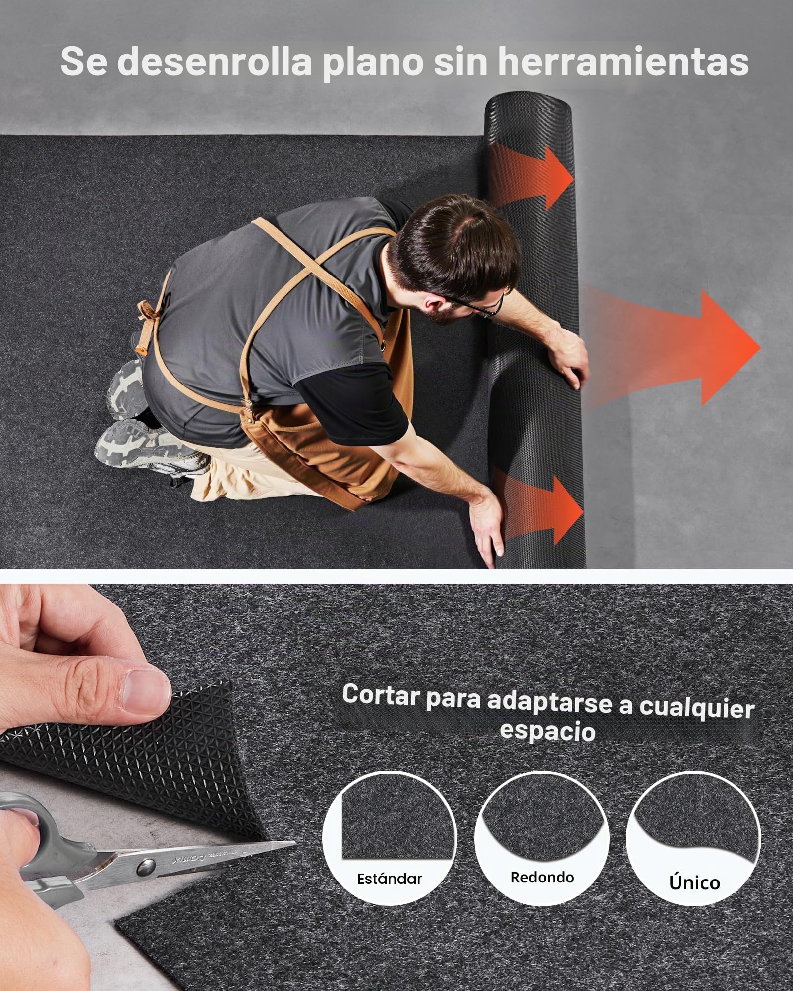VEVOR Alfombrilla para Suelo de Garaje 2,59x2 m Alfombrilla Protectora Antideslizante Impermeable Agua Lluvia Barro Aceite para Coche con Respaldo de TPE Antifugas Fácil de Limpiar Corte, Varios Usos