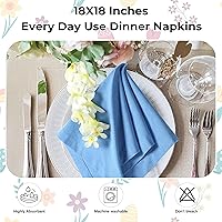 Vista 4 de Servilletas de tela para uso diario, 100% algodón, 18 x 18 pulgadas, color azul, servilletas de boda, servilletas de cóctel, servilletas de tela