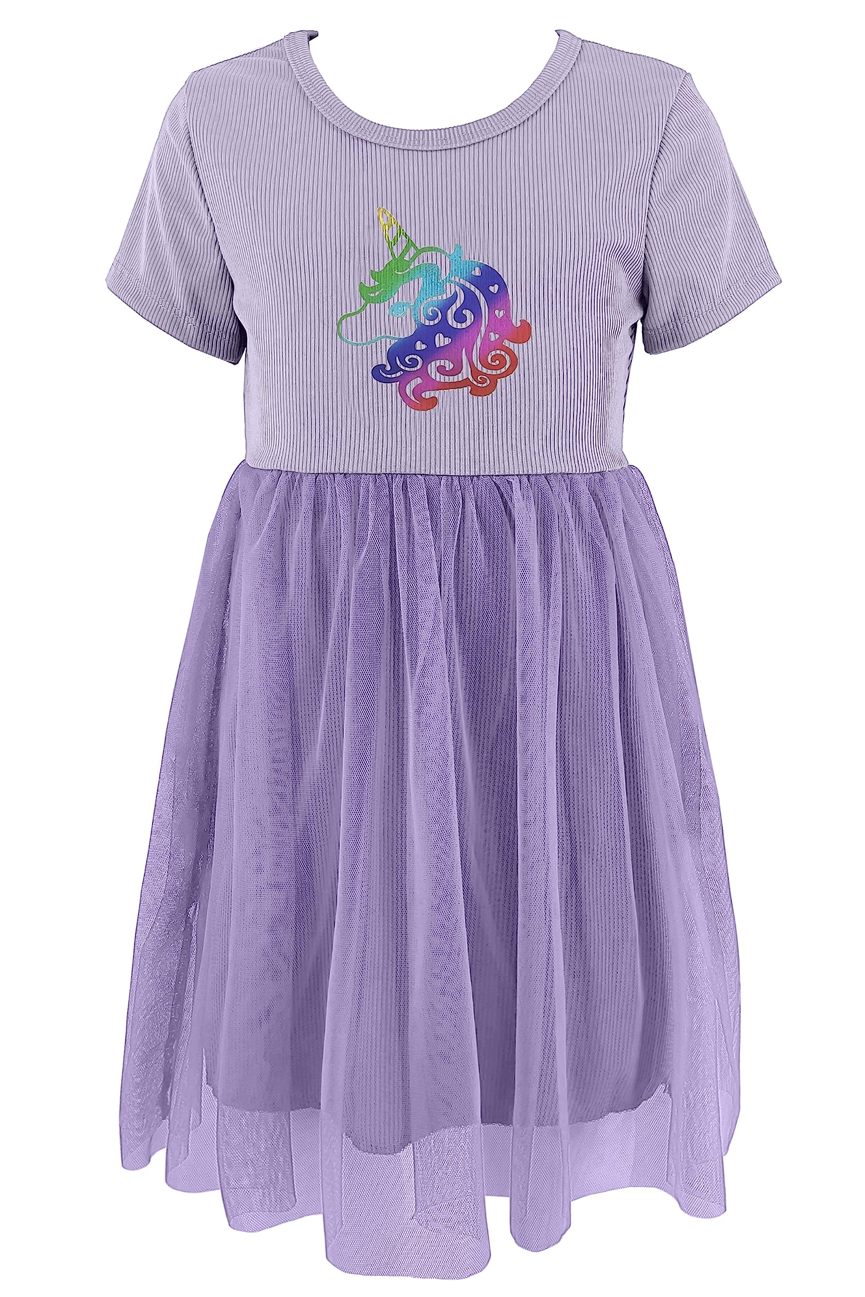 JOPHY & CO. Vestido de niña princesa unicornio vestido niña fiesta tul manga larga y manga corta (cod. 8900)