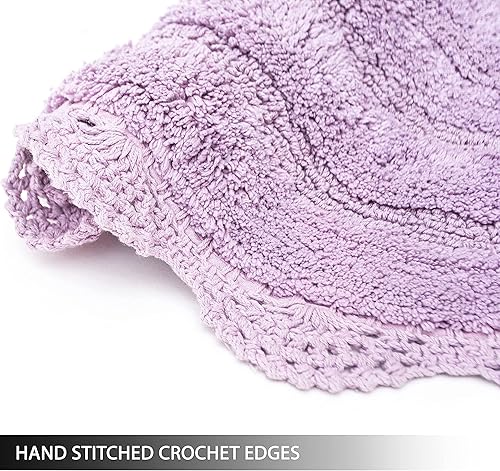 Miniatura 4 de Chardin home Alfombra de baño de ganchillo lavanda, 100% algodón redondo con borde de ganchillo artesanal hecho a mano, 24 pulgadas de diámetro,