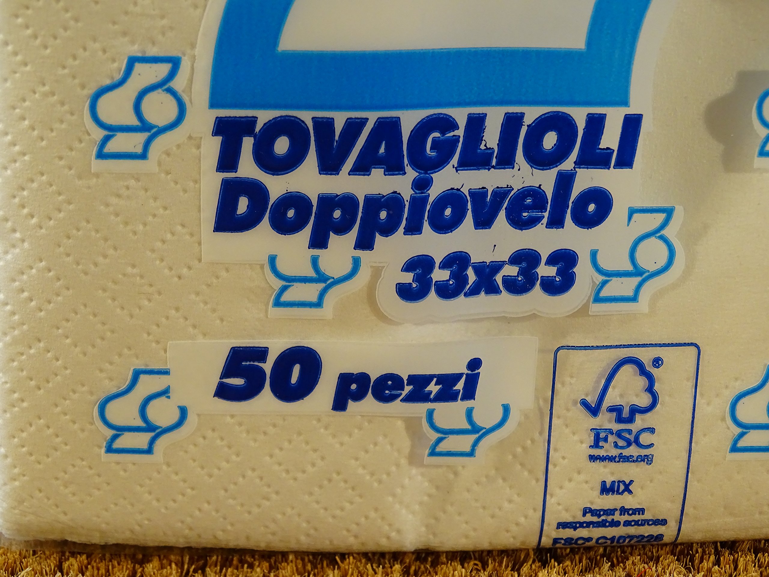 Tovaglioli di carta 33x33 2 veli pura cellulosa - 48conf. da 50pz