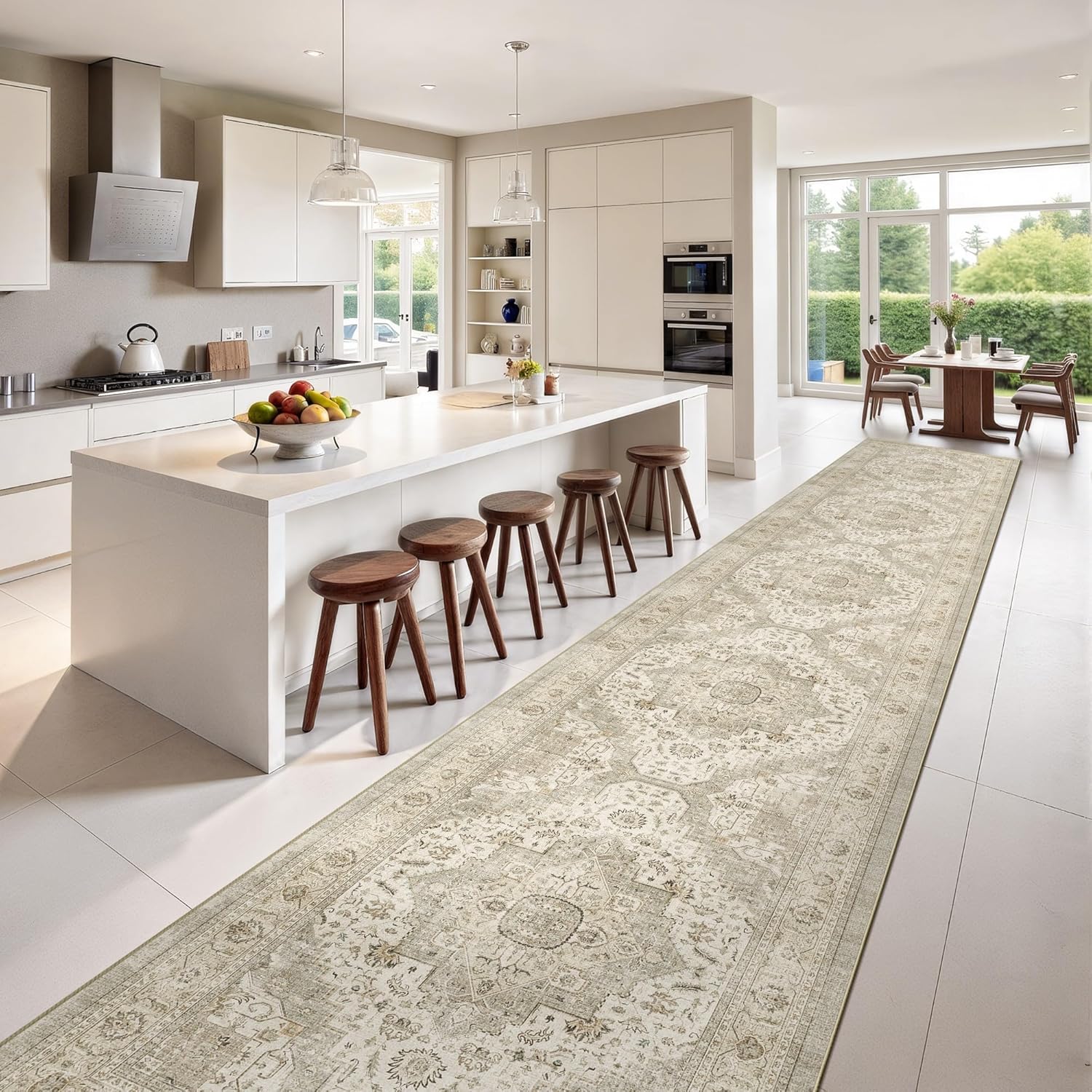 Washable Runner Rug 2.6x12 Runners for Hallways, Ultra-Thin Carpet Runners for Entryway Anti Slip Backing Runner Rugs for Kitchen Laundry Room Indoor Hallway (Ivory/Beige)