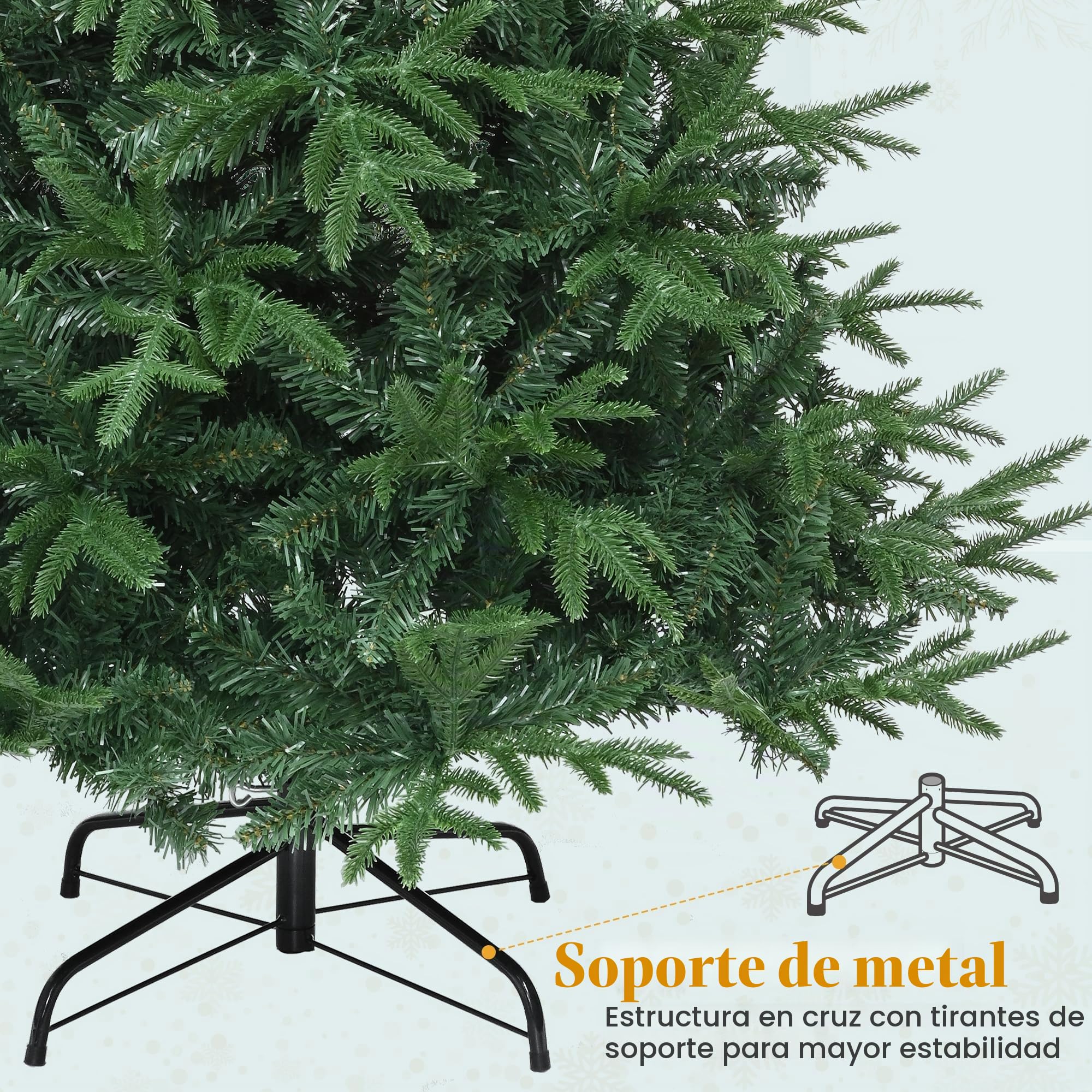 YITAHOME Árbol de Navidad Artificial de 152 cm, Aprox. 450 PE Moldeado por inyección y Puntas de PVC, árbol de Navidad Natural con Marco Plegable y Soporte de Metal, Montaje rápido para el hogar y