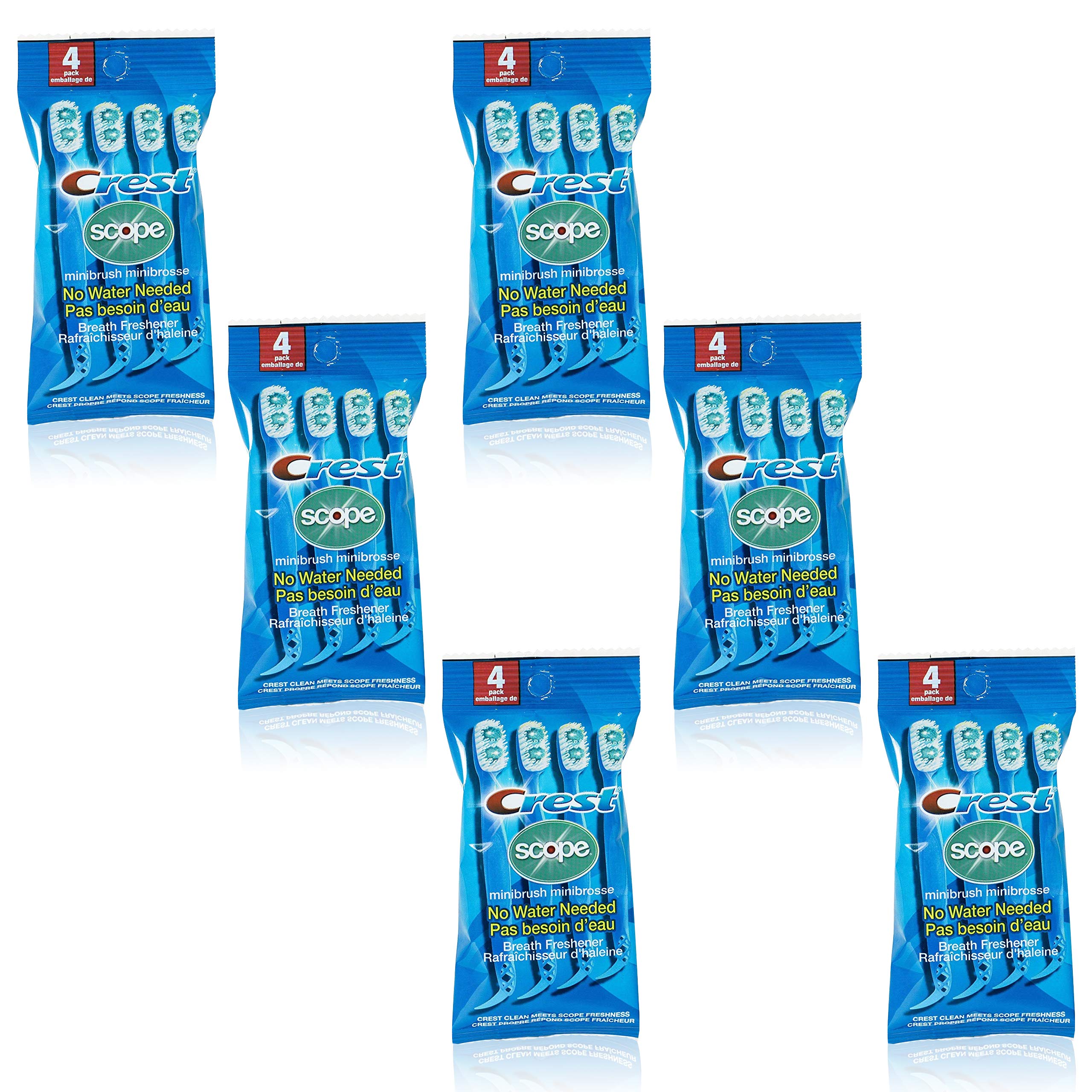 Crest Scope | Mini Brushes-Disposable Toothbrushes with Toothpaste and Pick For Work or Travel (4 count, 6 pack (24 brushes))