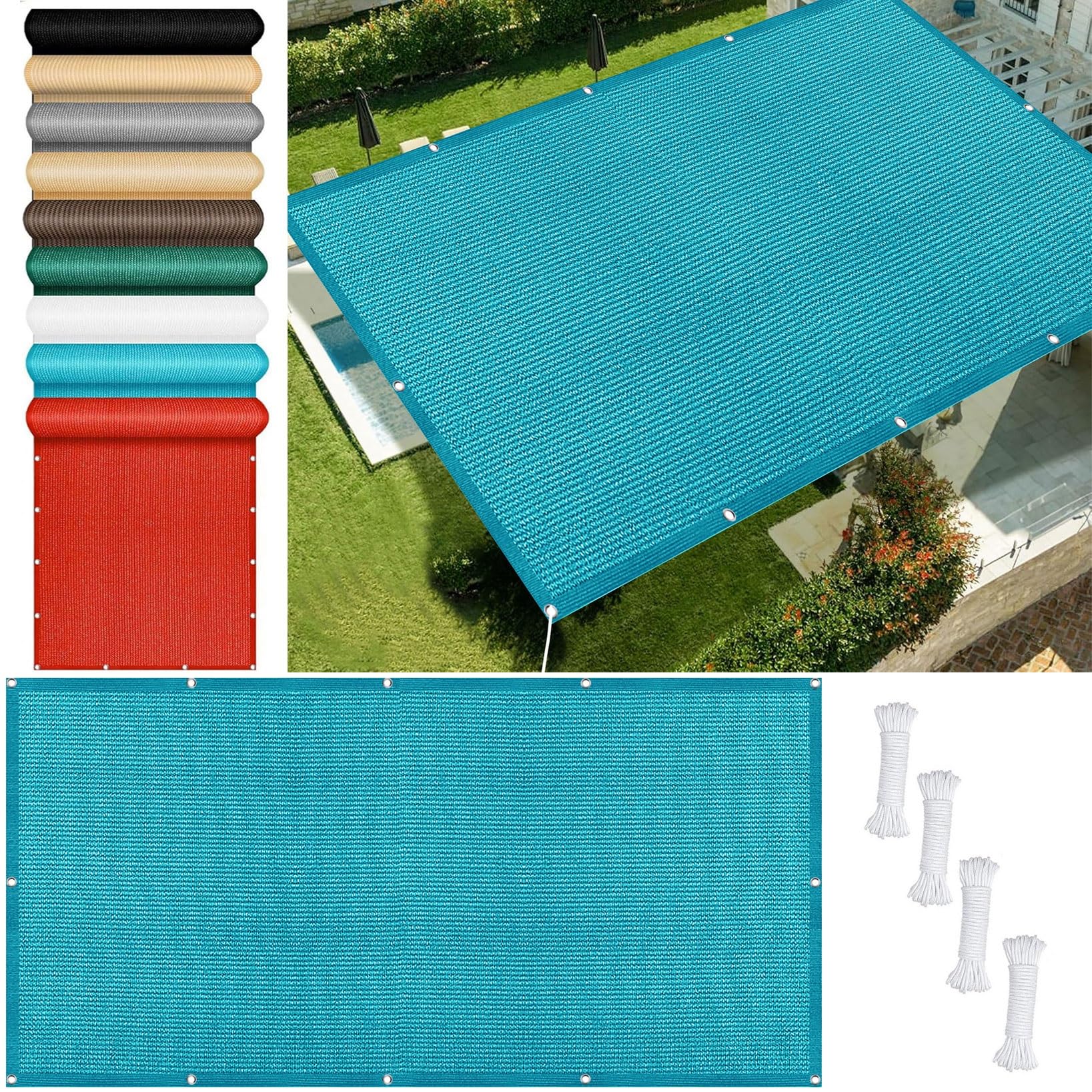 Voile ombrage rectangulaire contre la chaleur 500x570cm respirant anti-UV