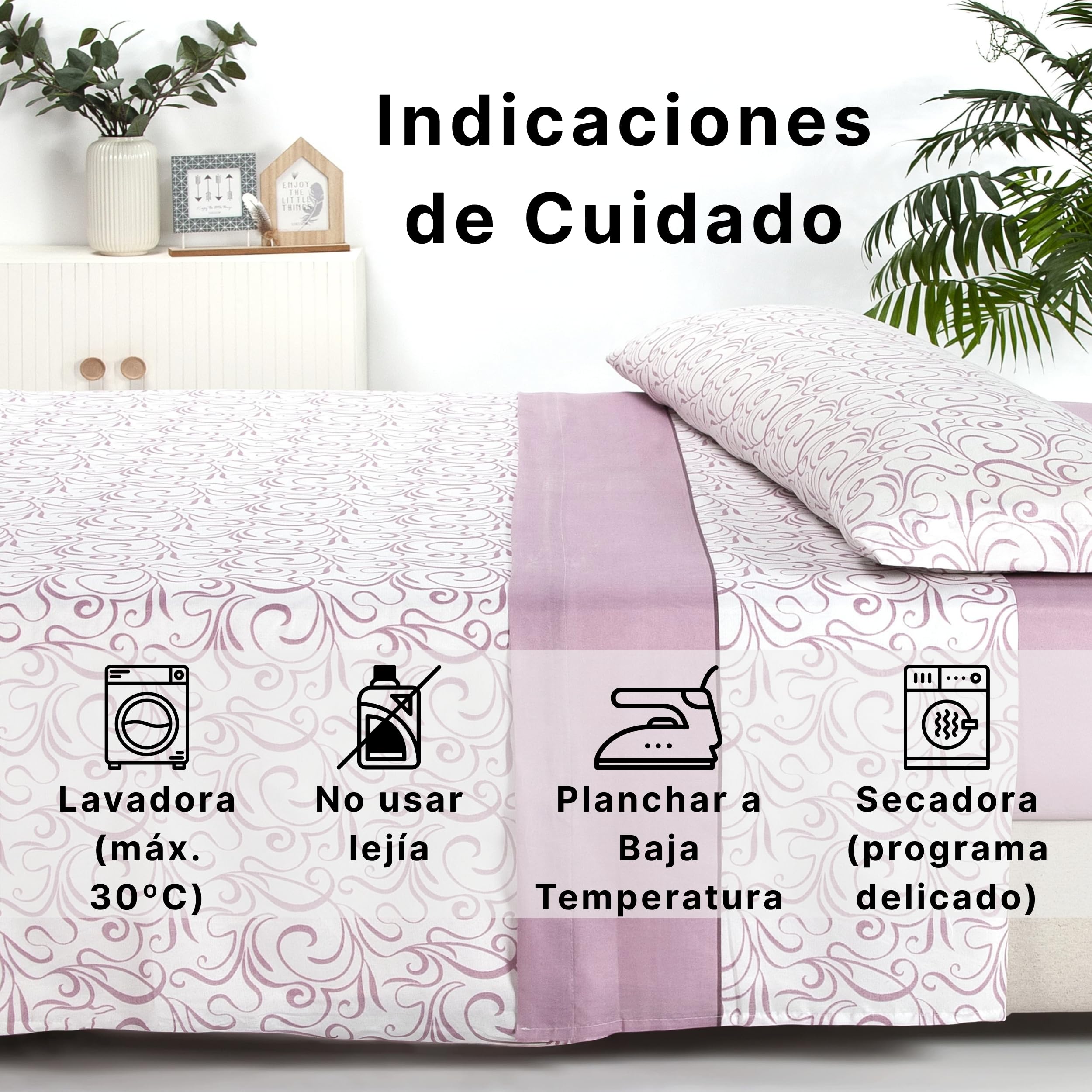Sábanas 135x190 - Juego de Sábanas 3 Piezas - 100% Microfibra Suave y Transpirable - Sábana Bajera Ajustable, Encimera y Funda Almohada - Ropa de Cama Estampada (Ellie Aqua) — view 4