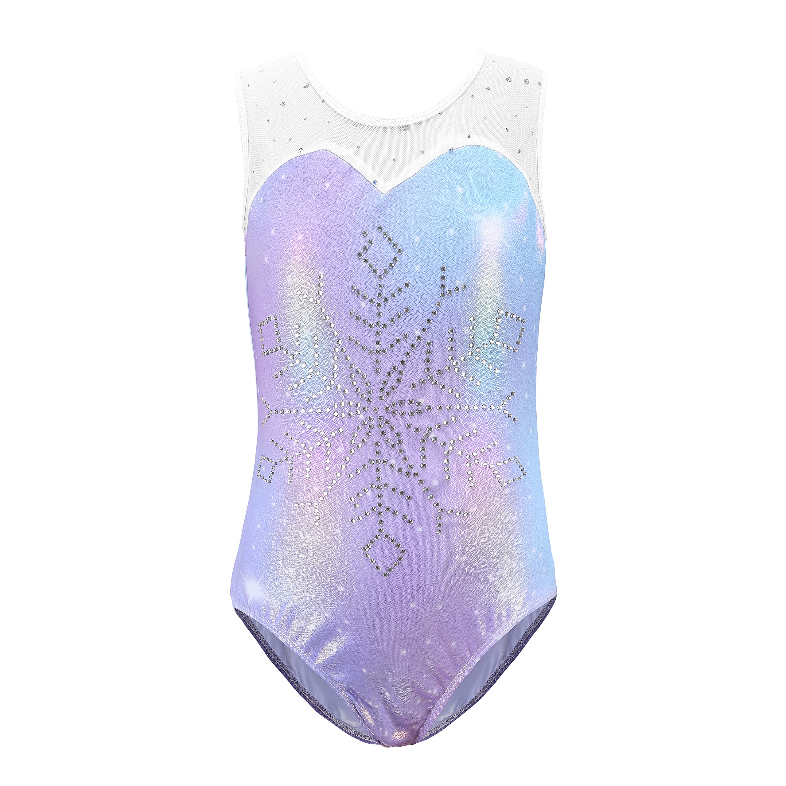 Sinoeem Girls' Gymnastics Leotard with Shiny Diamond Sleeves Gradient Colour Multicoloured Leotard Ballet Long Leotard Dance for Girls