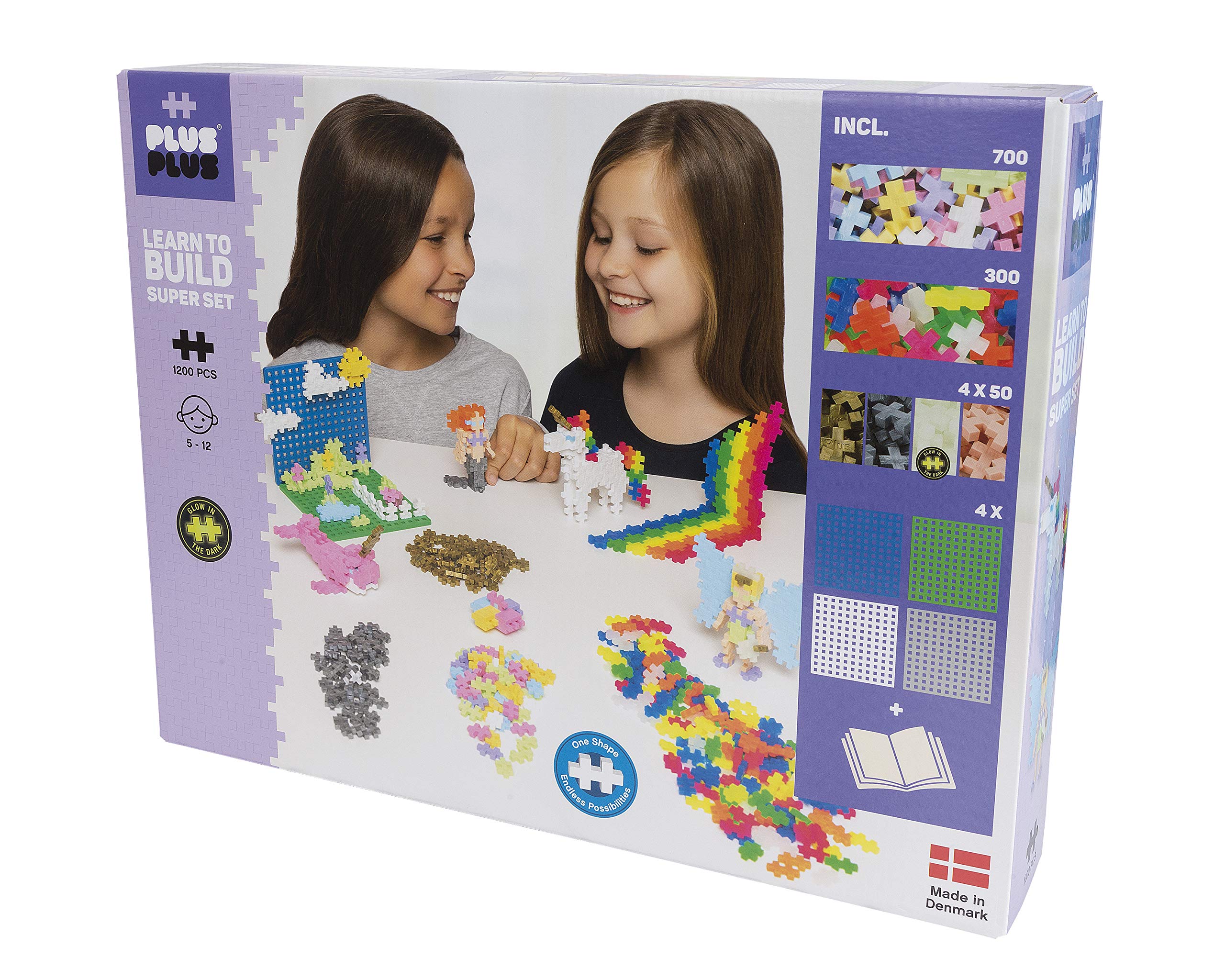 PLUS PLUS 9603812 Mini Ingenious Construction Toy, Learn to Build Super Pastel Building Blocks Set, 1200 Pieces, Multi-Colour