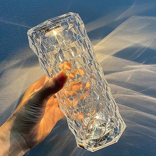 Miniatura 4 de ITALUCE Lámpara de mesa de cristal de diamante rosa 16 colores cambiantes lámpara de rosa lámpara táctil RGB con control remoto recargable USB-C