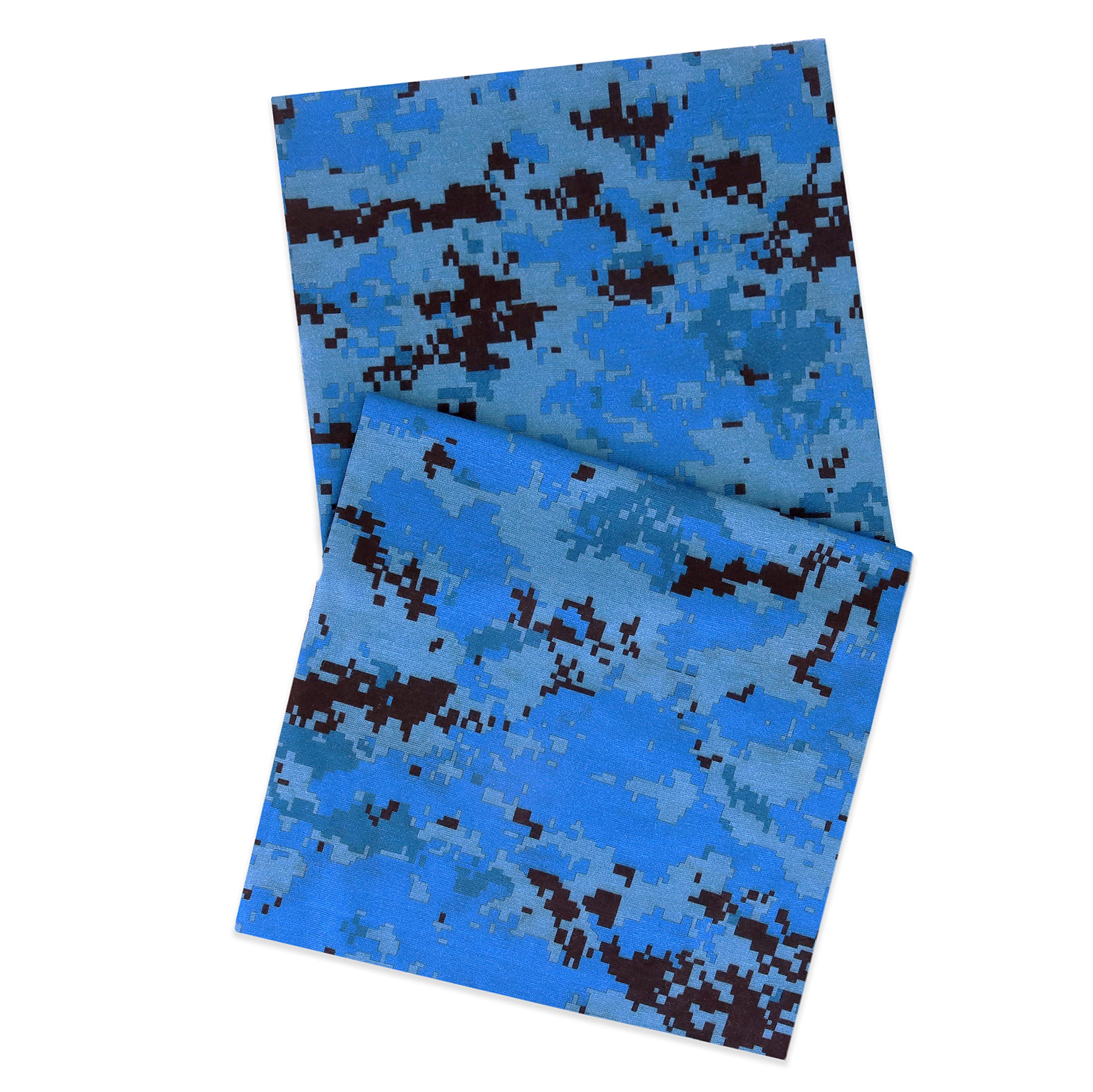 Premium Design Cooling Neck Gaiters Breathable Reusable Washable Camo American Flag Wrap Floral Bandana Outdoor Covers (Digital Blue Camo 1)